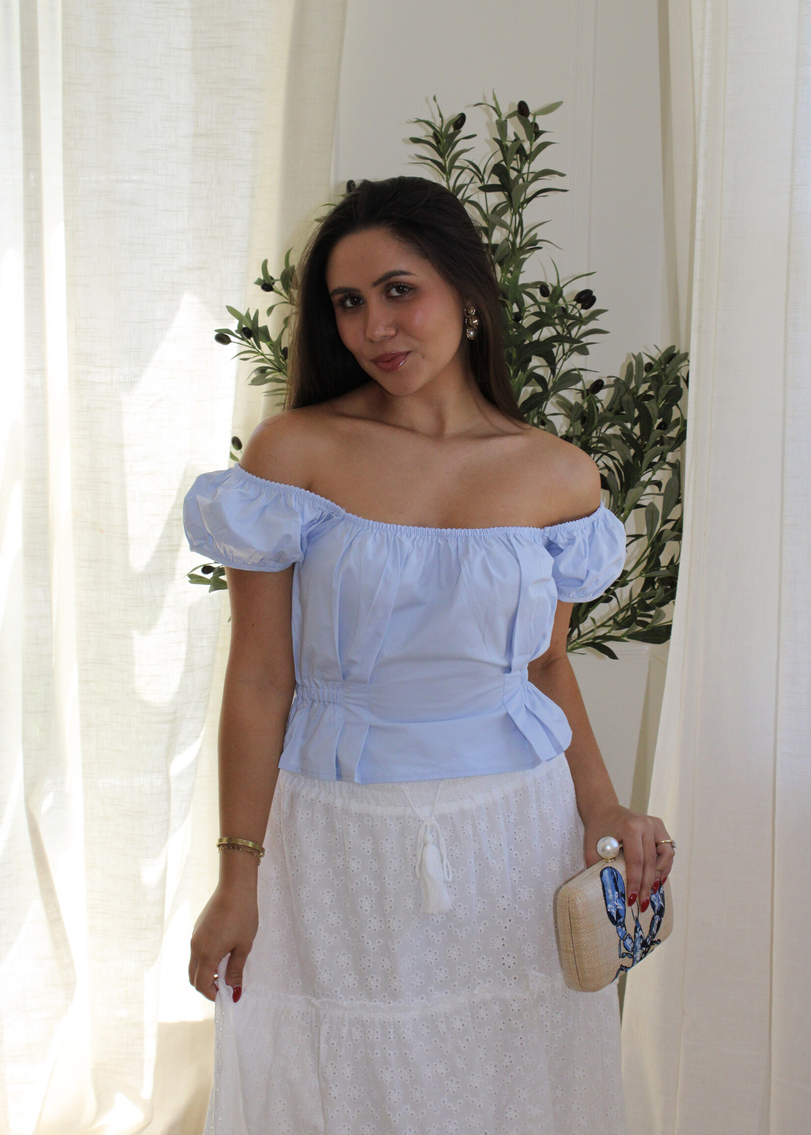 Lucie Square-neck Peplum Top