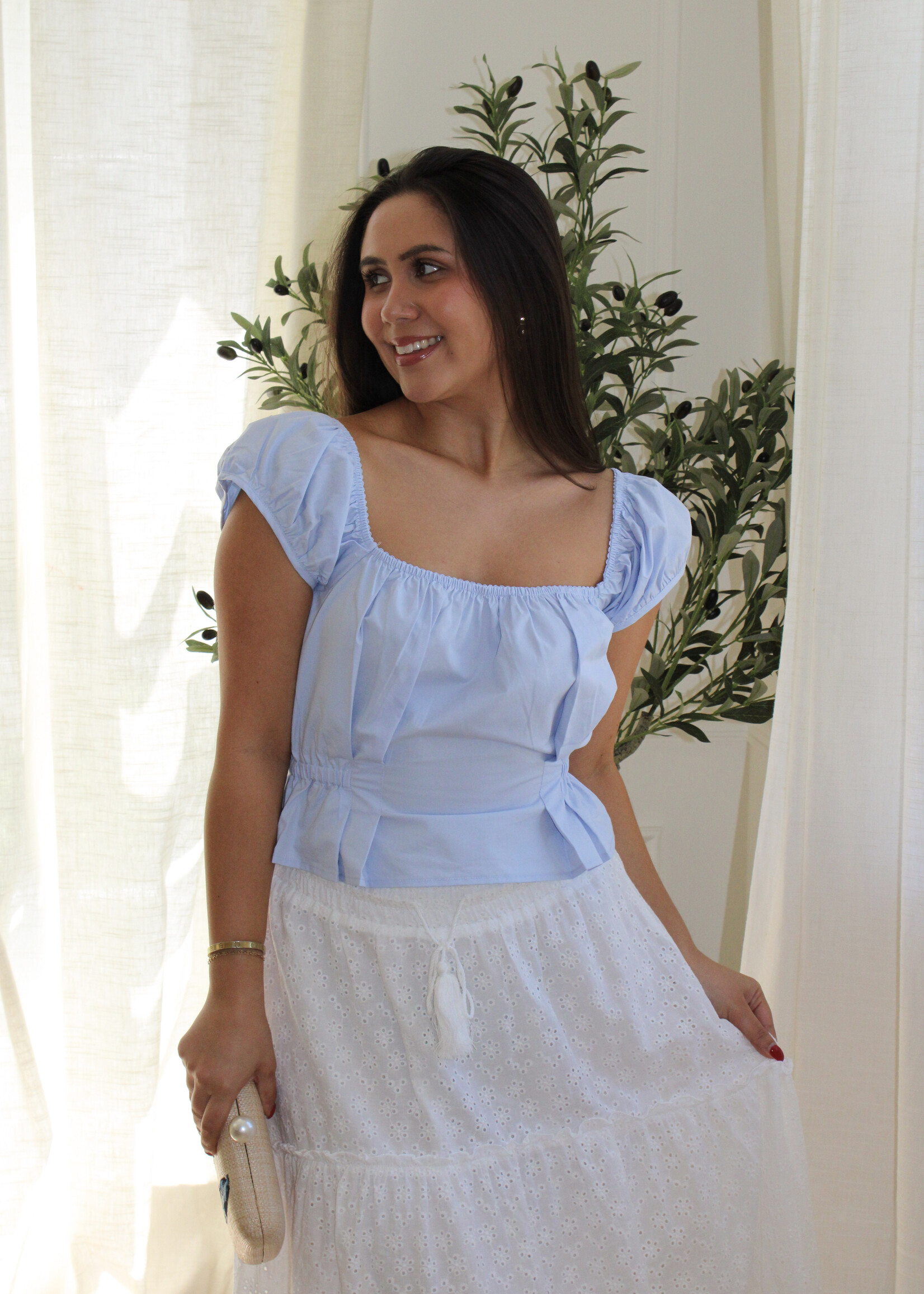 Lucie Square-neck Peplum Top