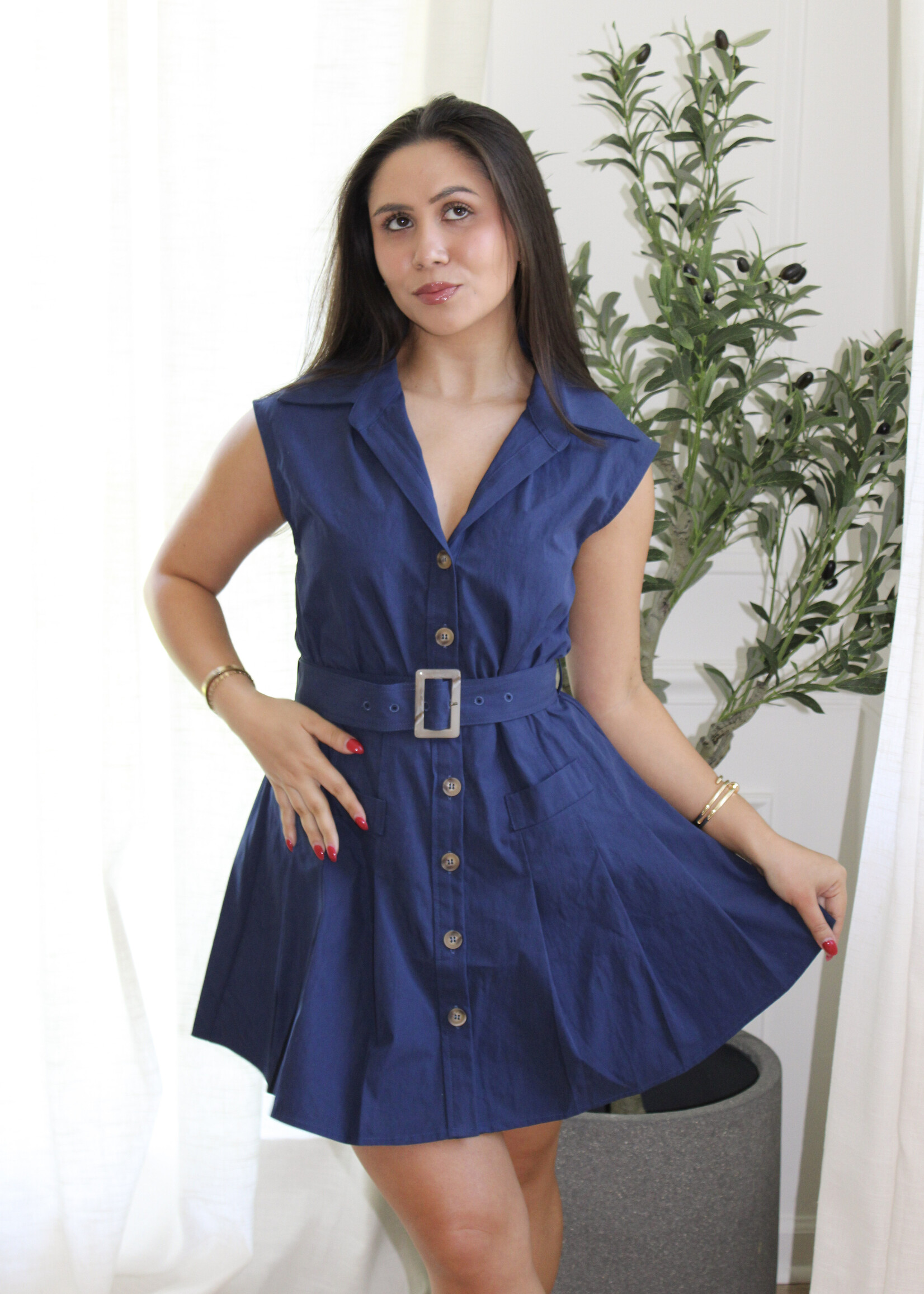 Isolde Belted Sleeveless Mini Dress