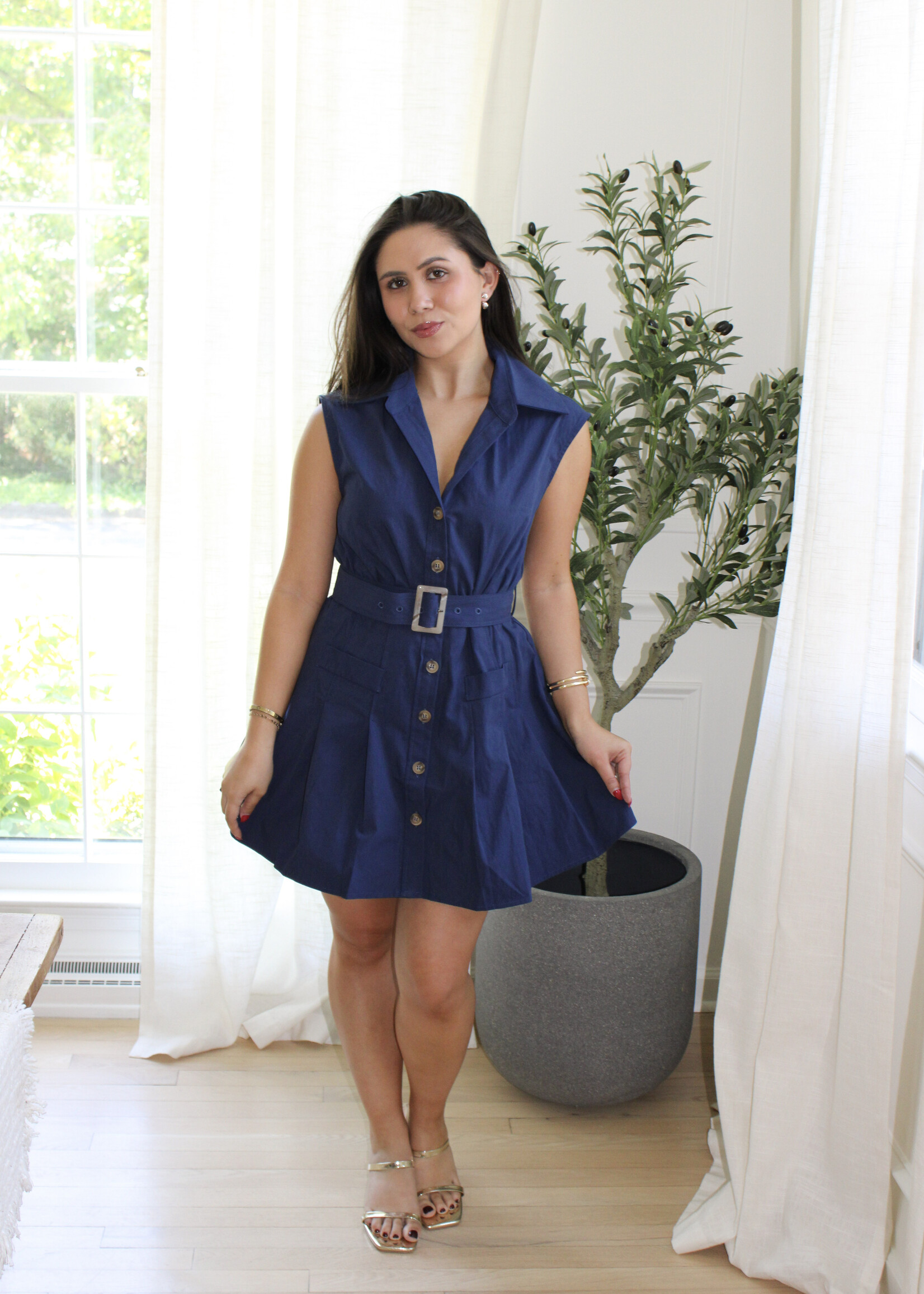 Isolde Belted Sleeveless Mini Dress
