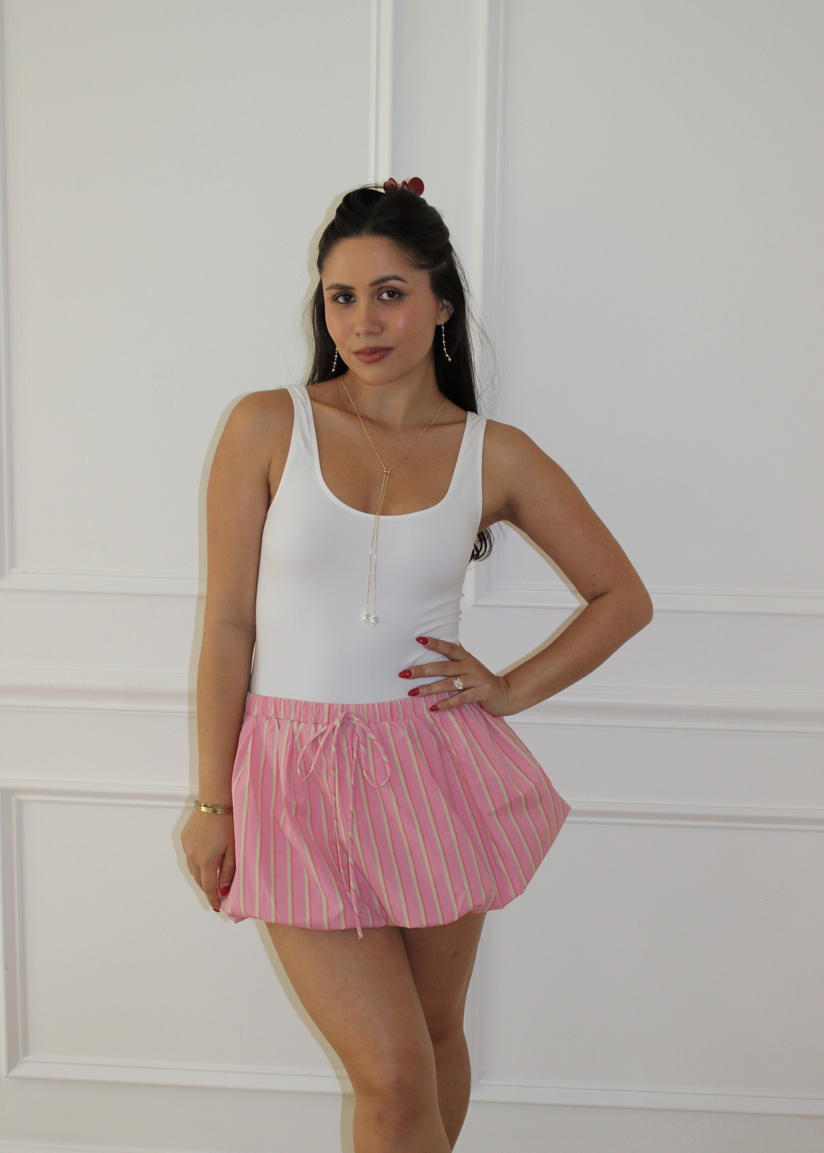 Avani Striped Bubble Mini Skirt