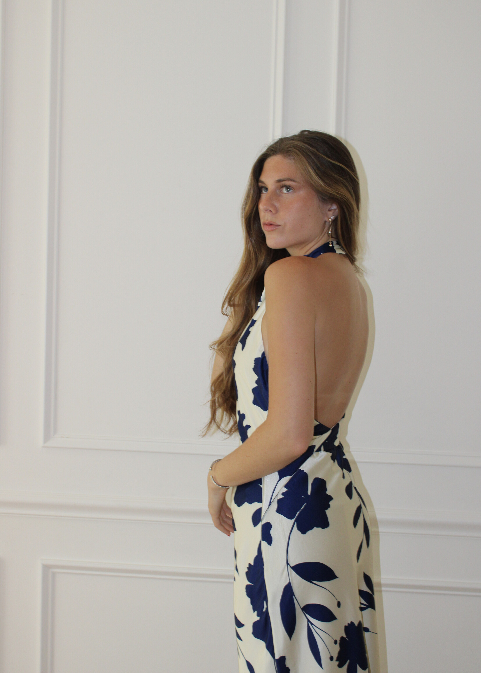 Araya Floral Halter Open Back Dress