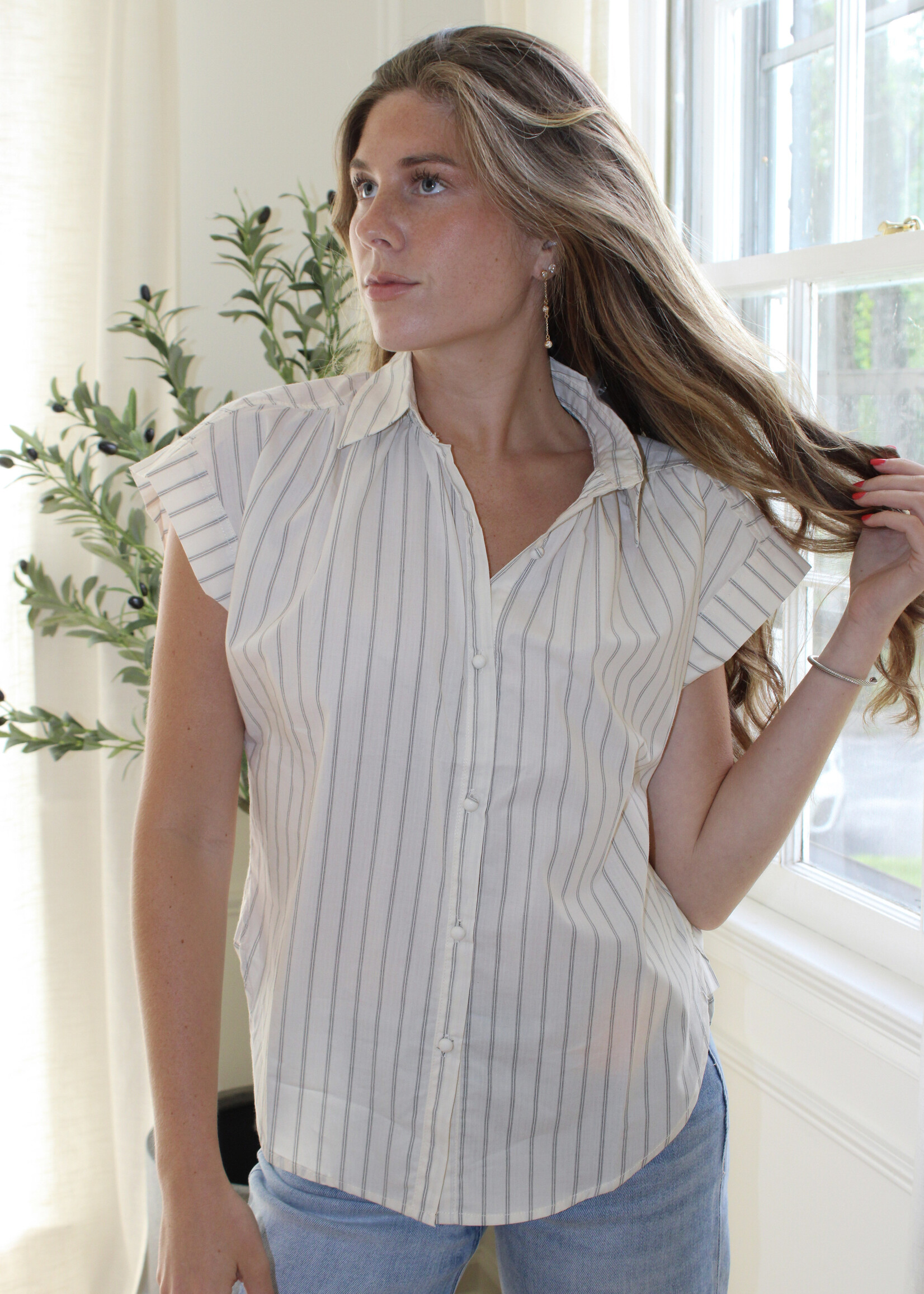 Lydia Striped Button Up Shirt