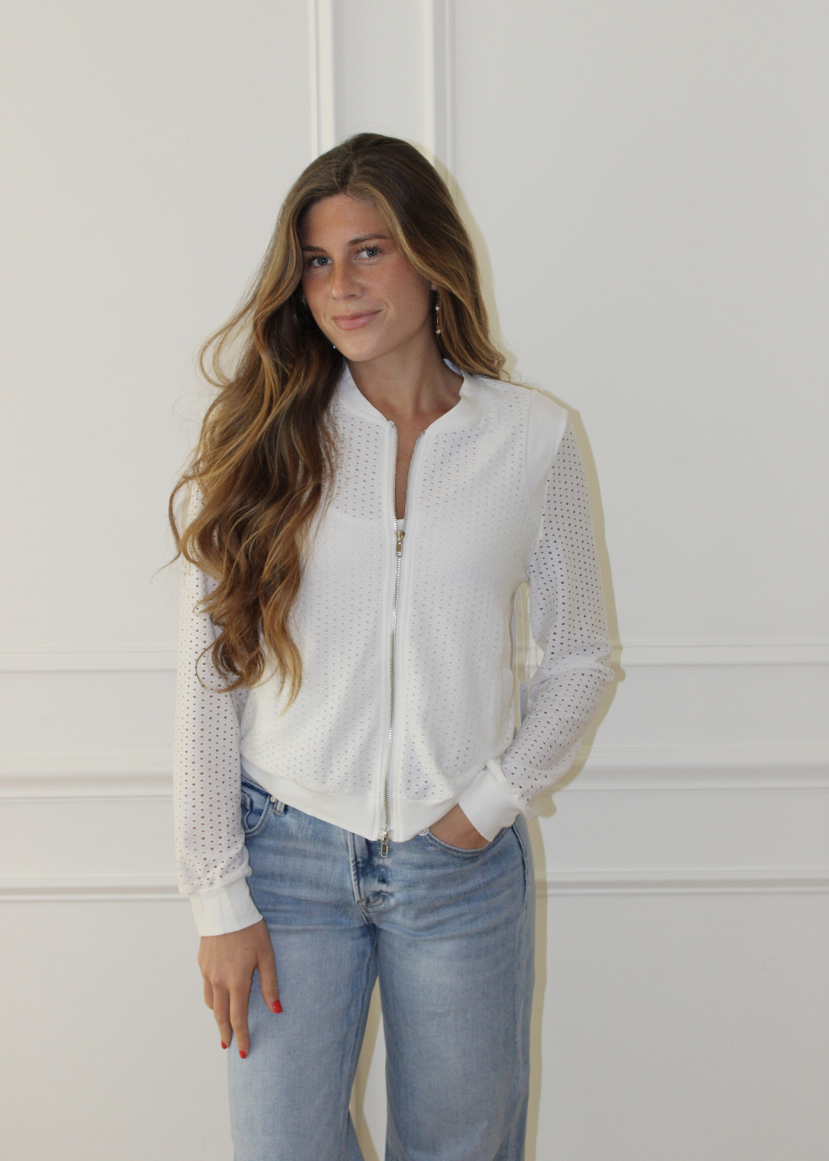 Maebry Open Knit Zip Up