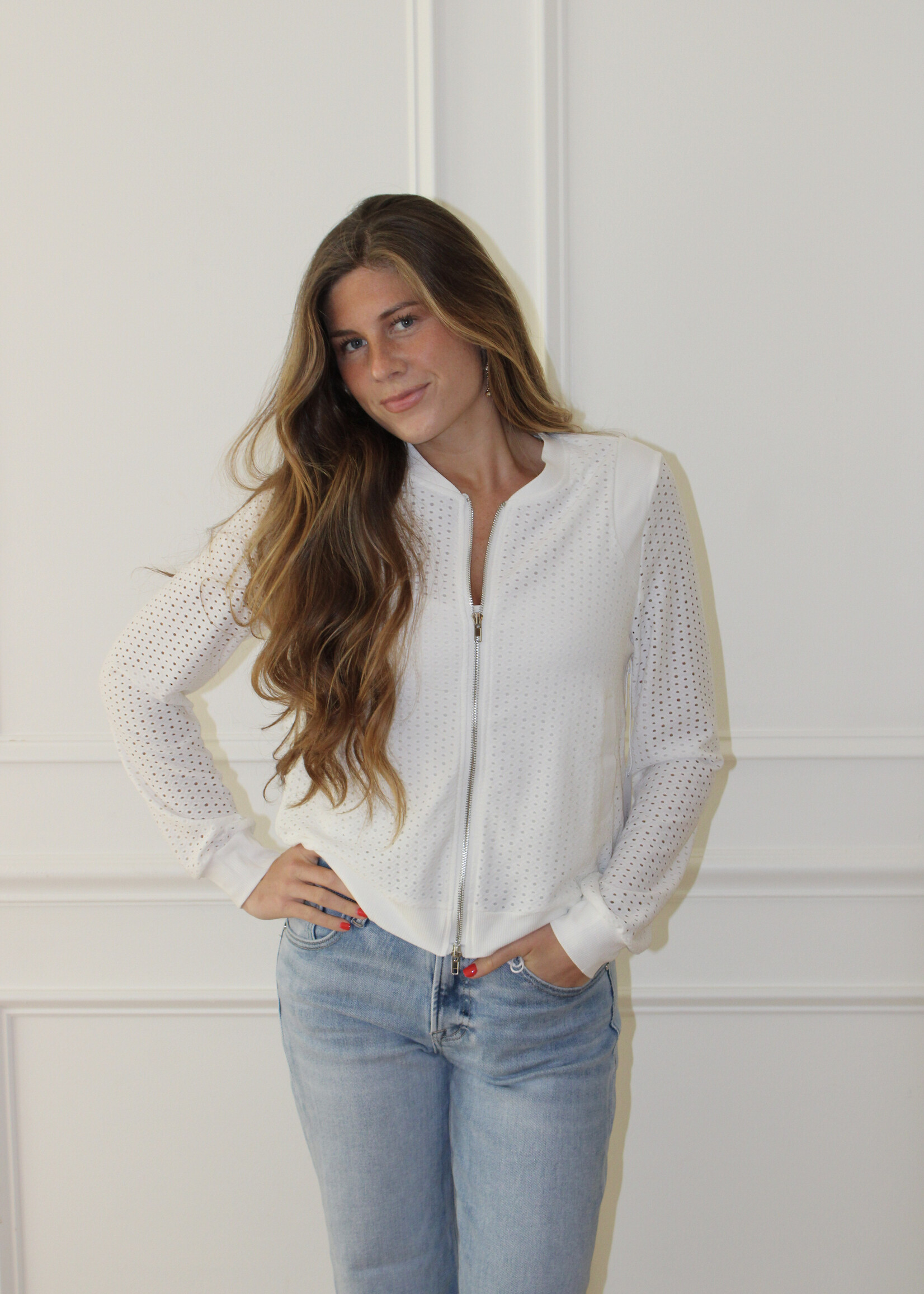 Maebry Open Knit Zip Up