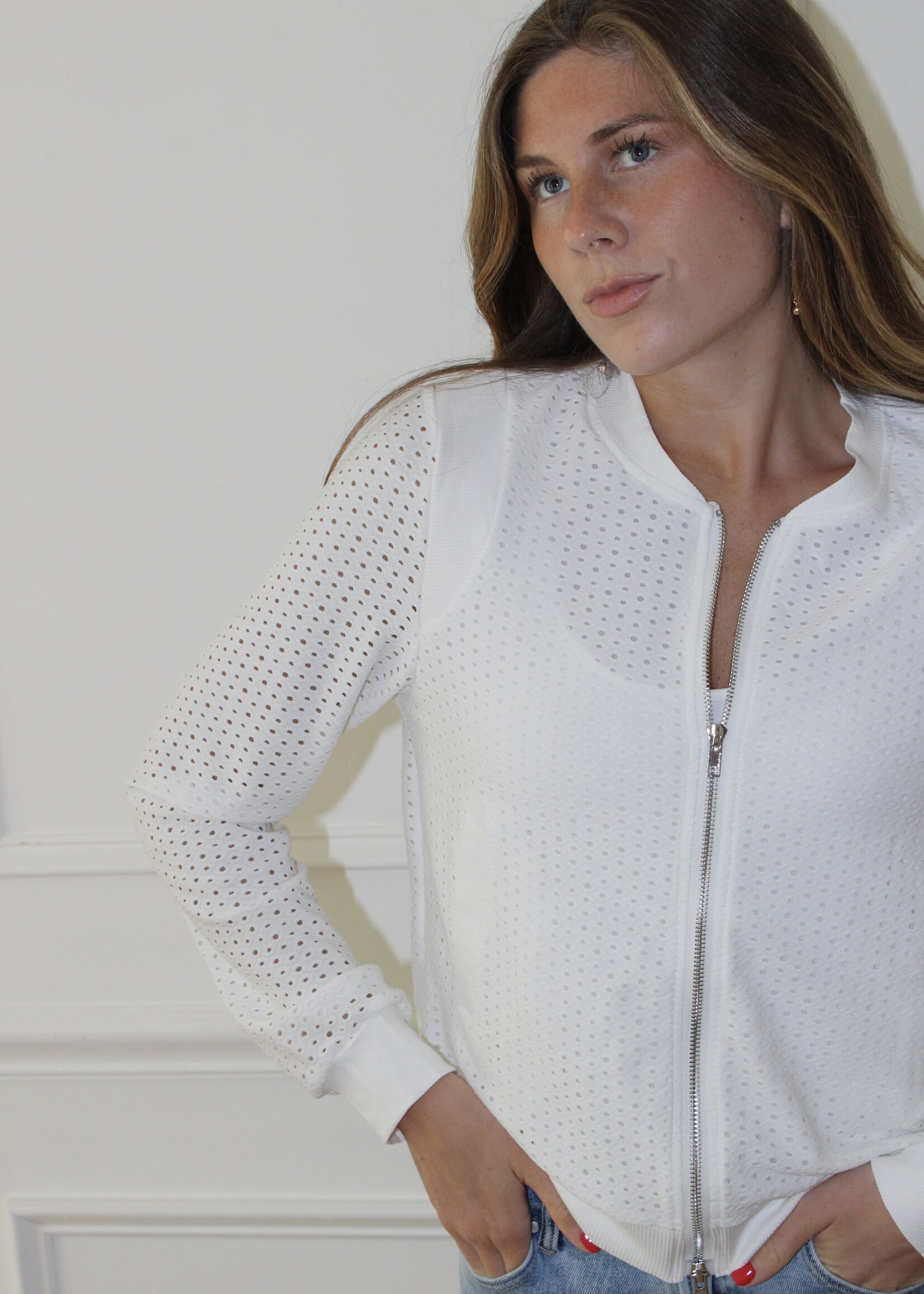 Maebry Open Knit Zip Up