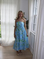Diamond Strapless Floral Midi Dress