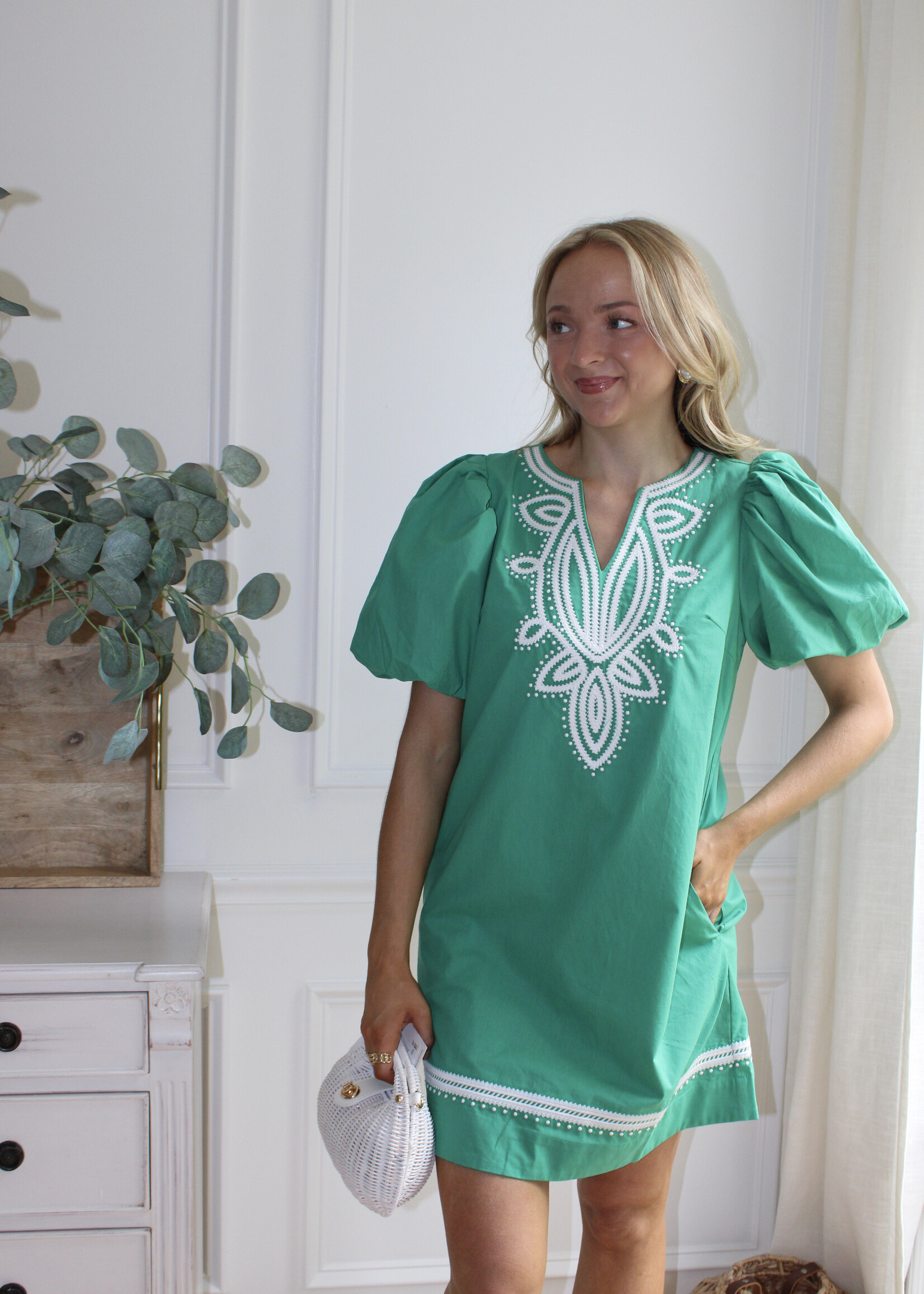 Marianna Embroidered Mini Dress