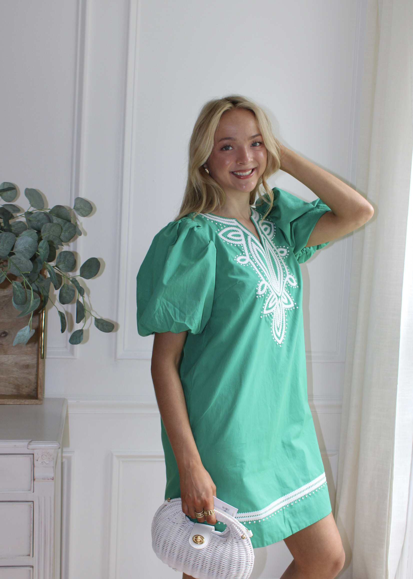 Marianna Embroidered Mini Dress