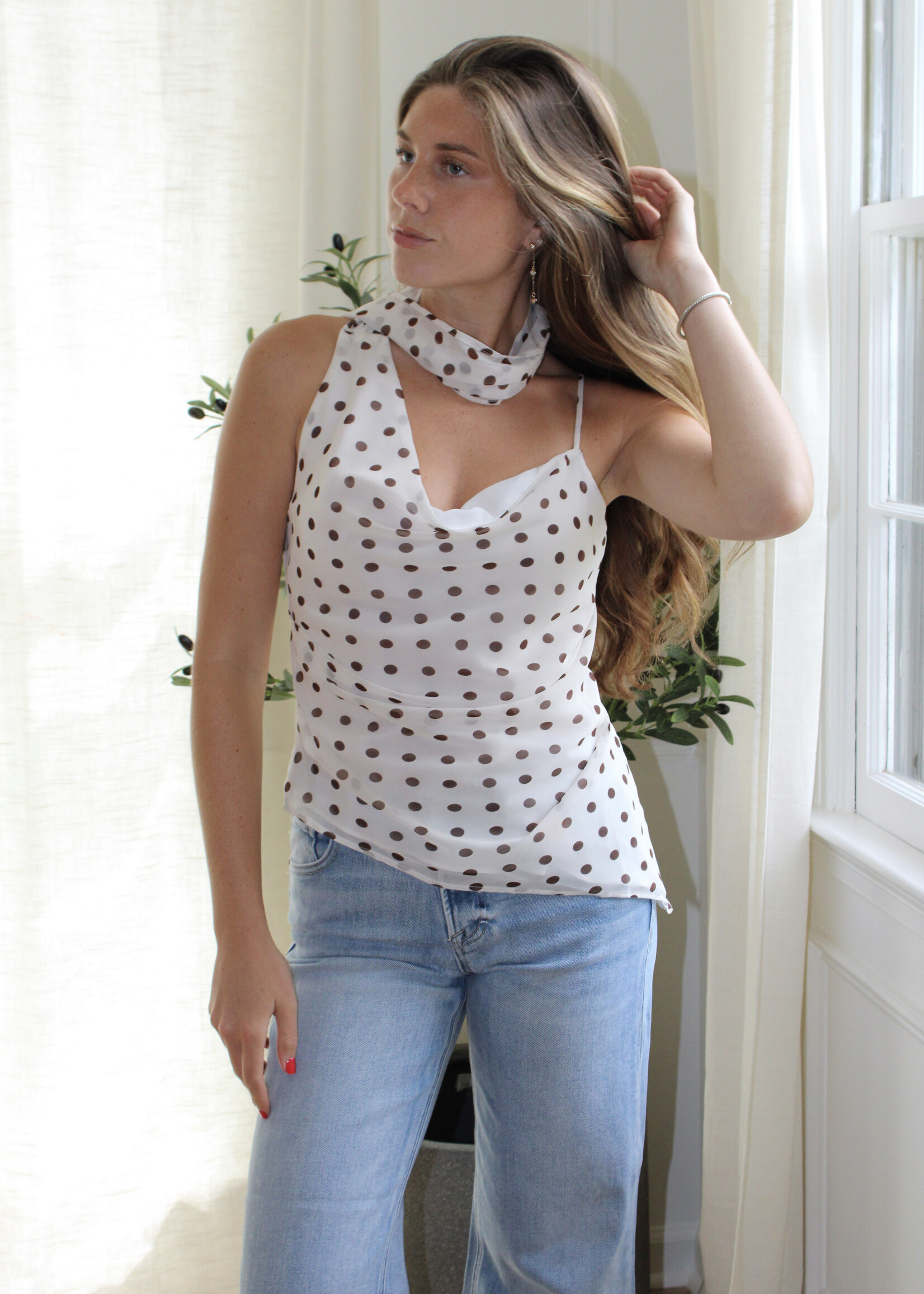 Kimia Polka Dot Scarf Top