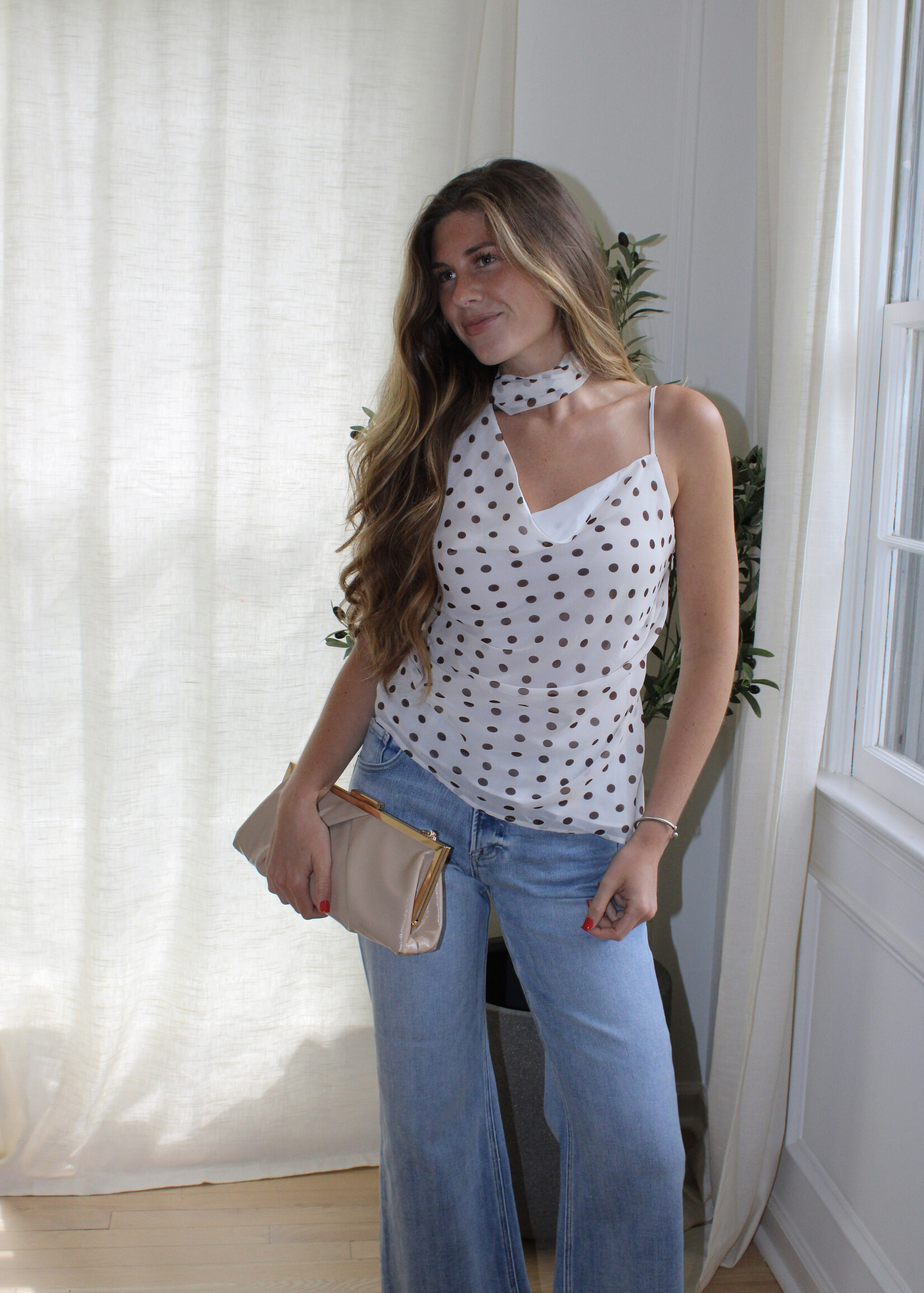 Kimia Polka Dot Scarf Top