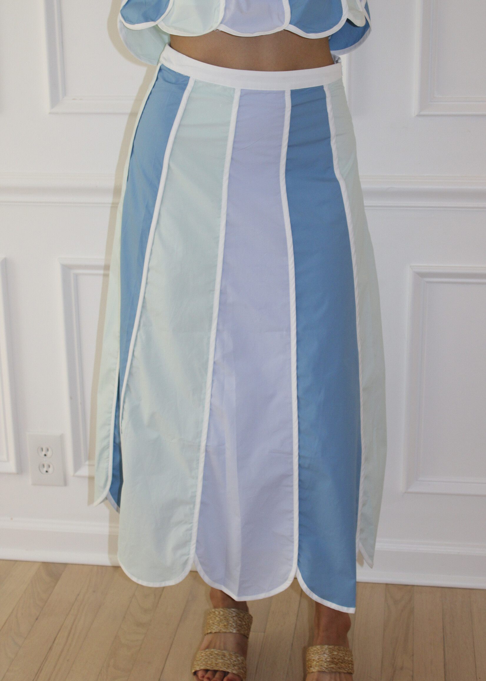 Brighid Color Block  A Line Midi Skirt