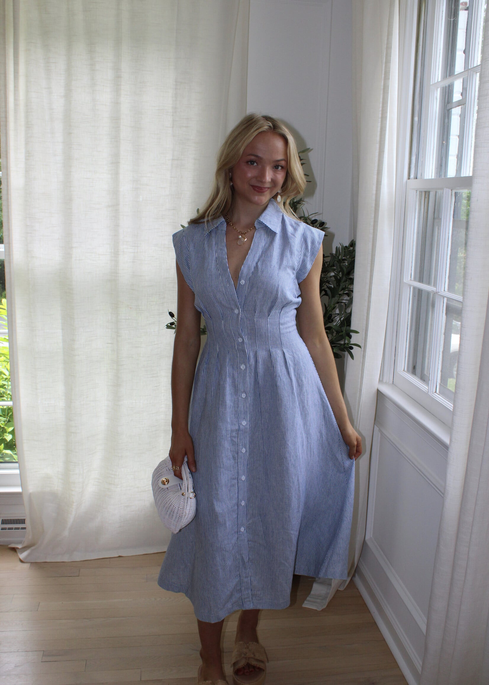 Lilah Button Up Linen Maxi Dress