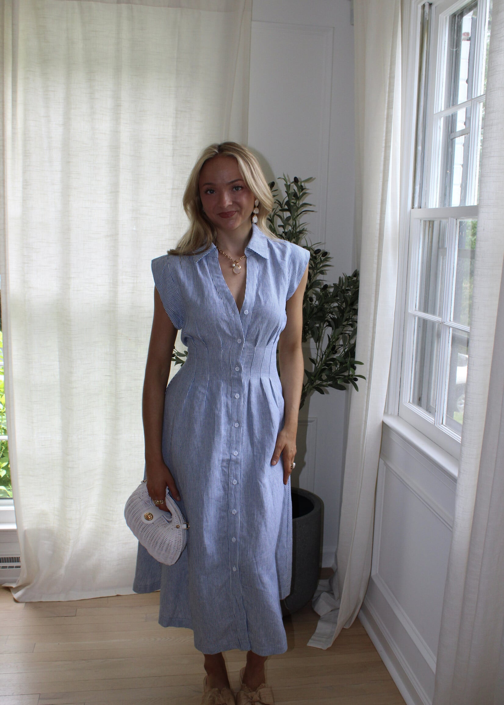 Lilah Button Up Linen Maxi Dress