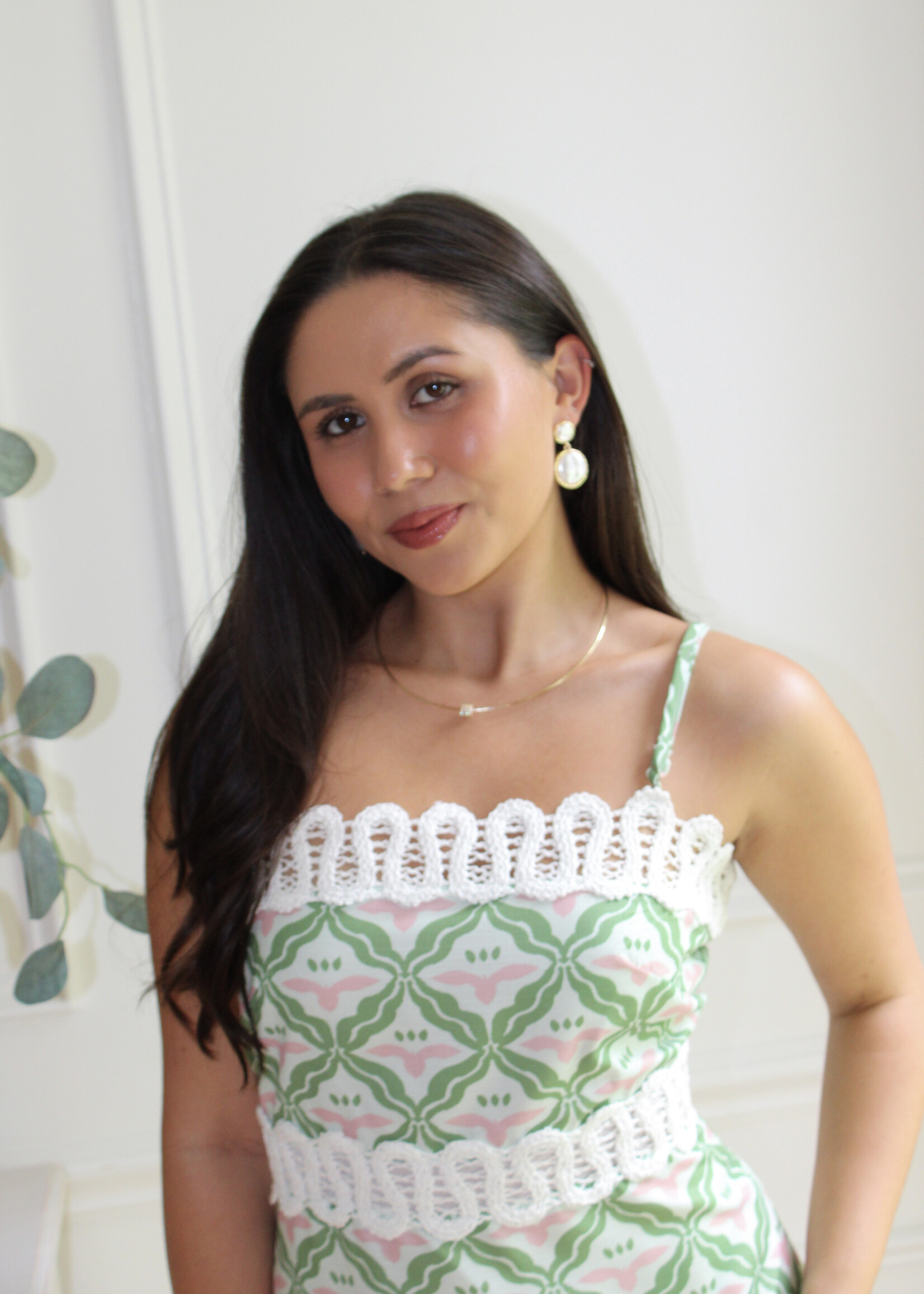 Pamela Geometric Print Strapless Linen Mini Dress