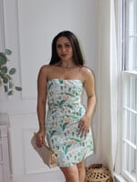 Lorelei Strapless Peacock Printed Mini dress