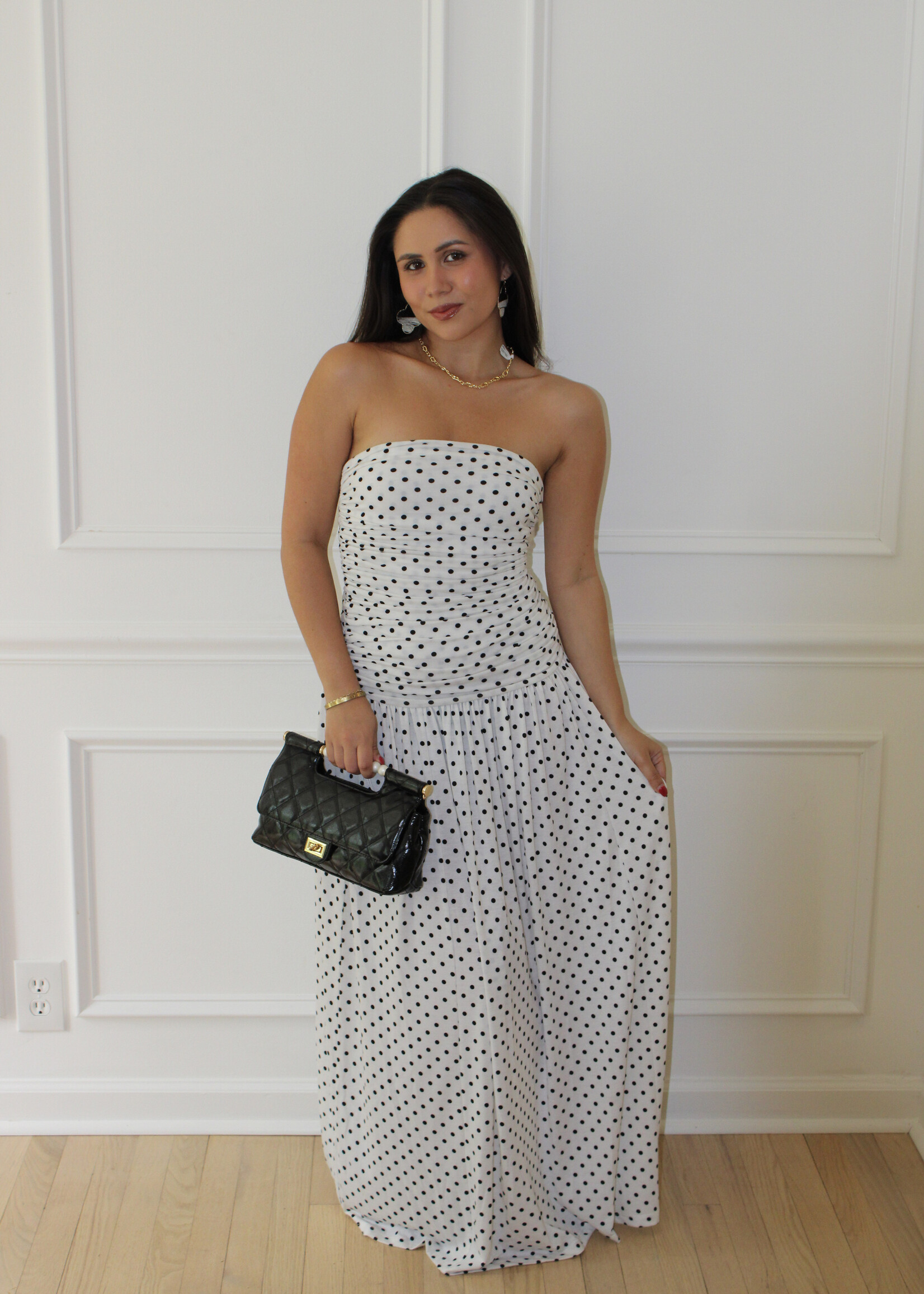 Letta Polka Dot Strapless Dress