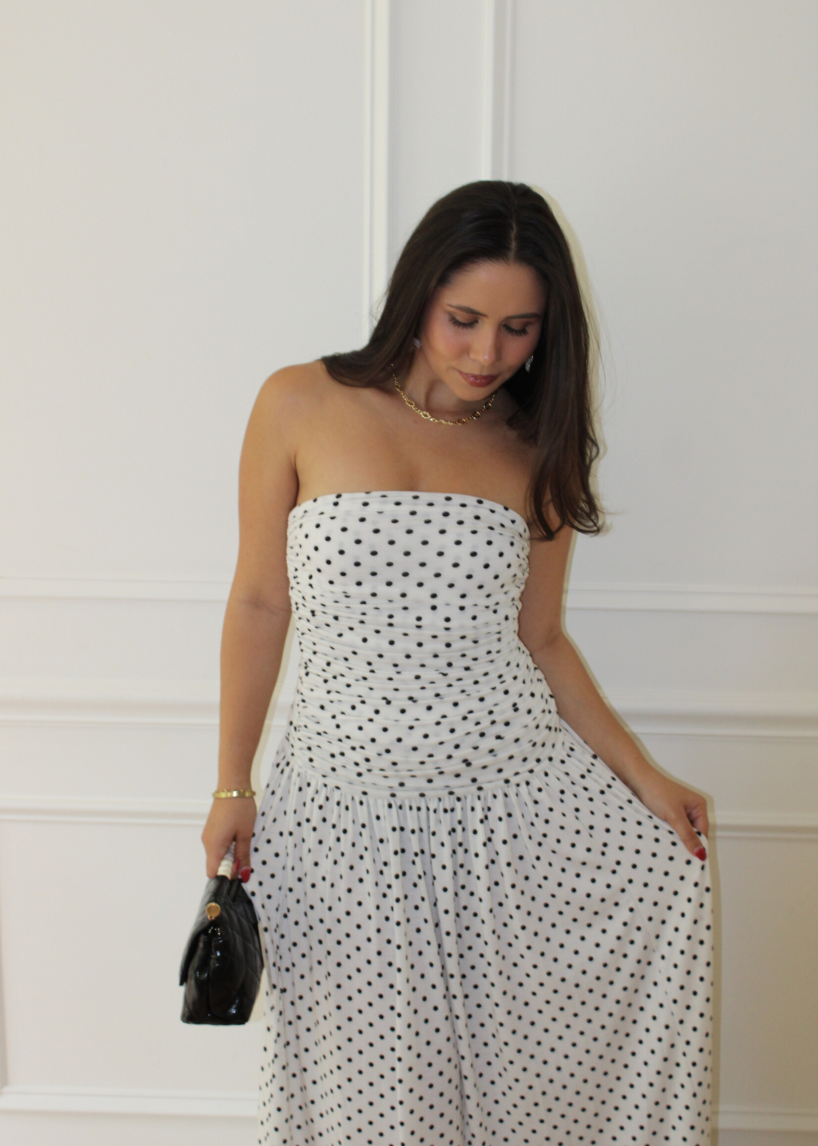Letta Polka Dot Strapless Dress