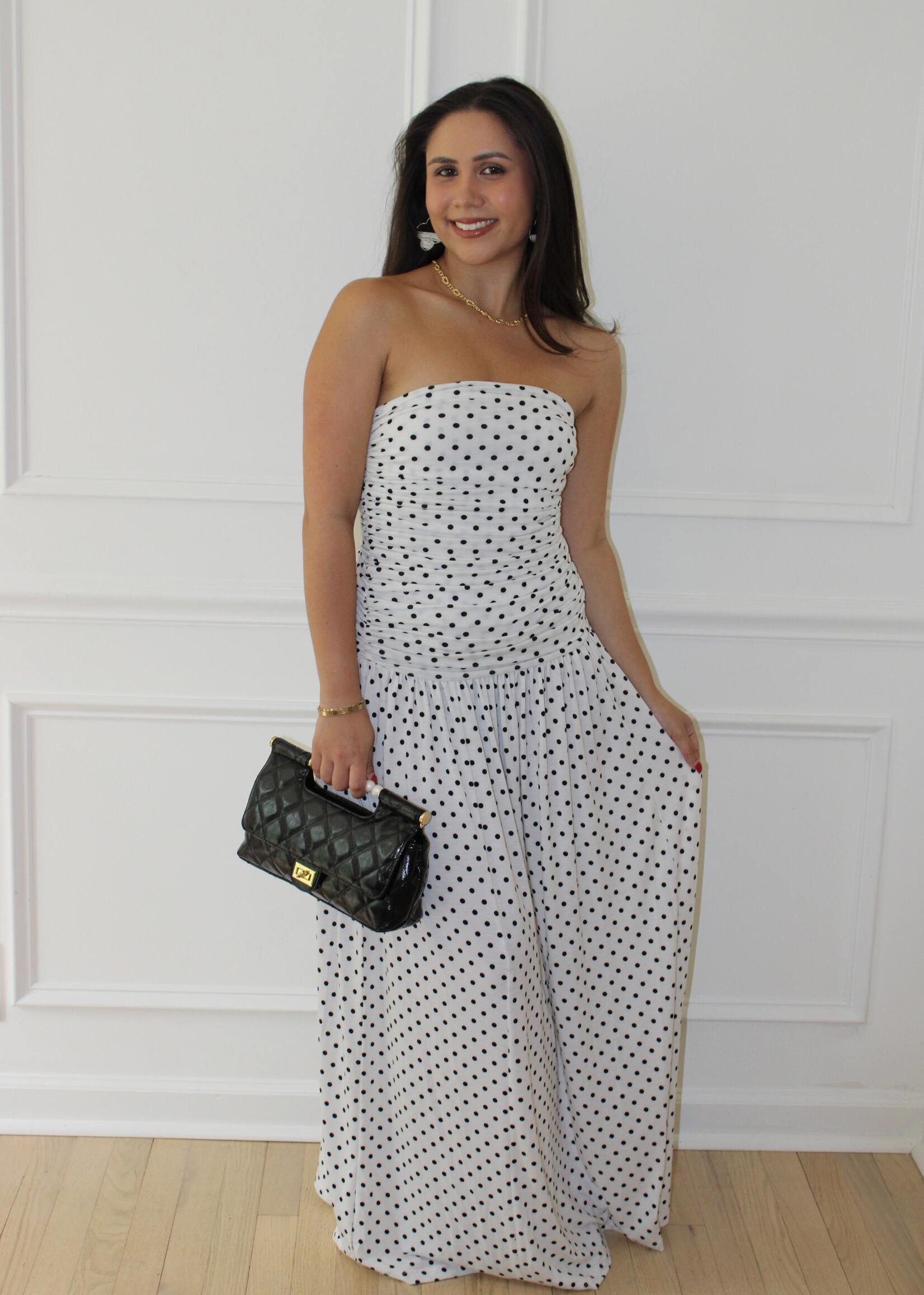 Letta Polka Dot Strapless Dress