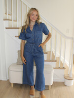Z Supply Elsie Denim Jumpsuit Deep Water