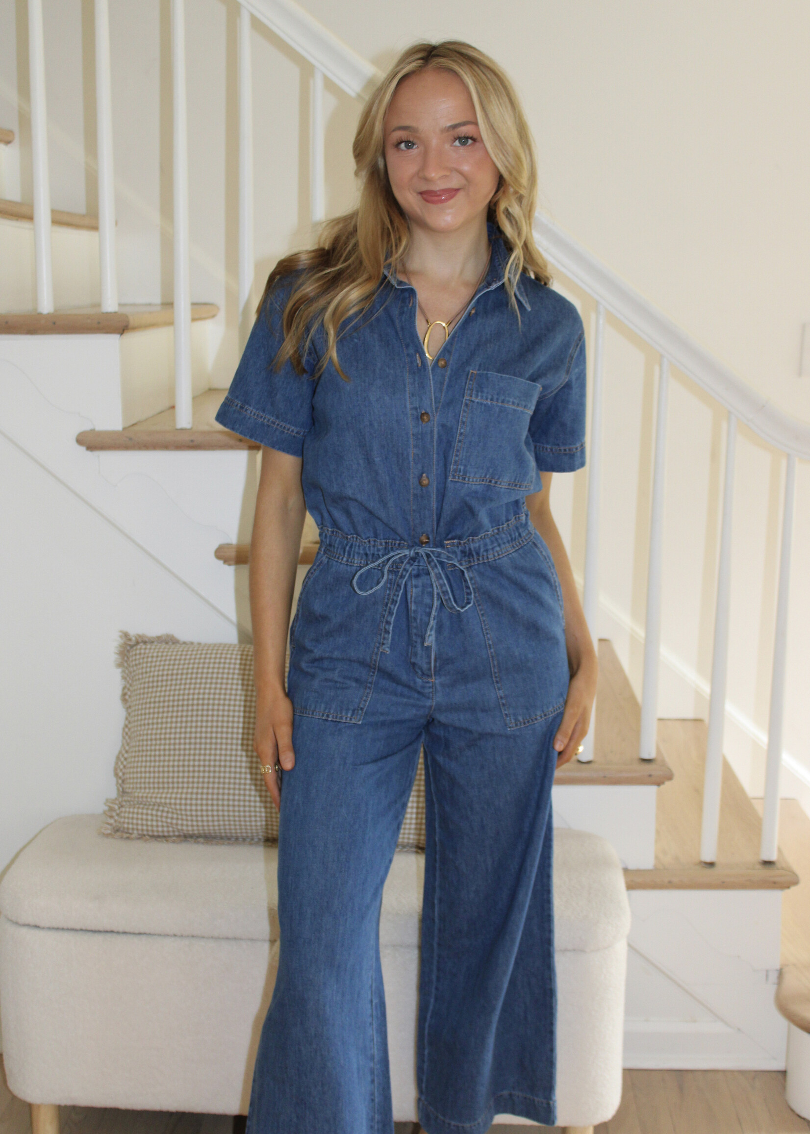 Z Supply Elsie Denim Jumpsuit Deep Water