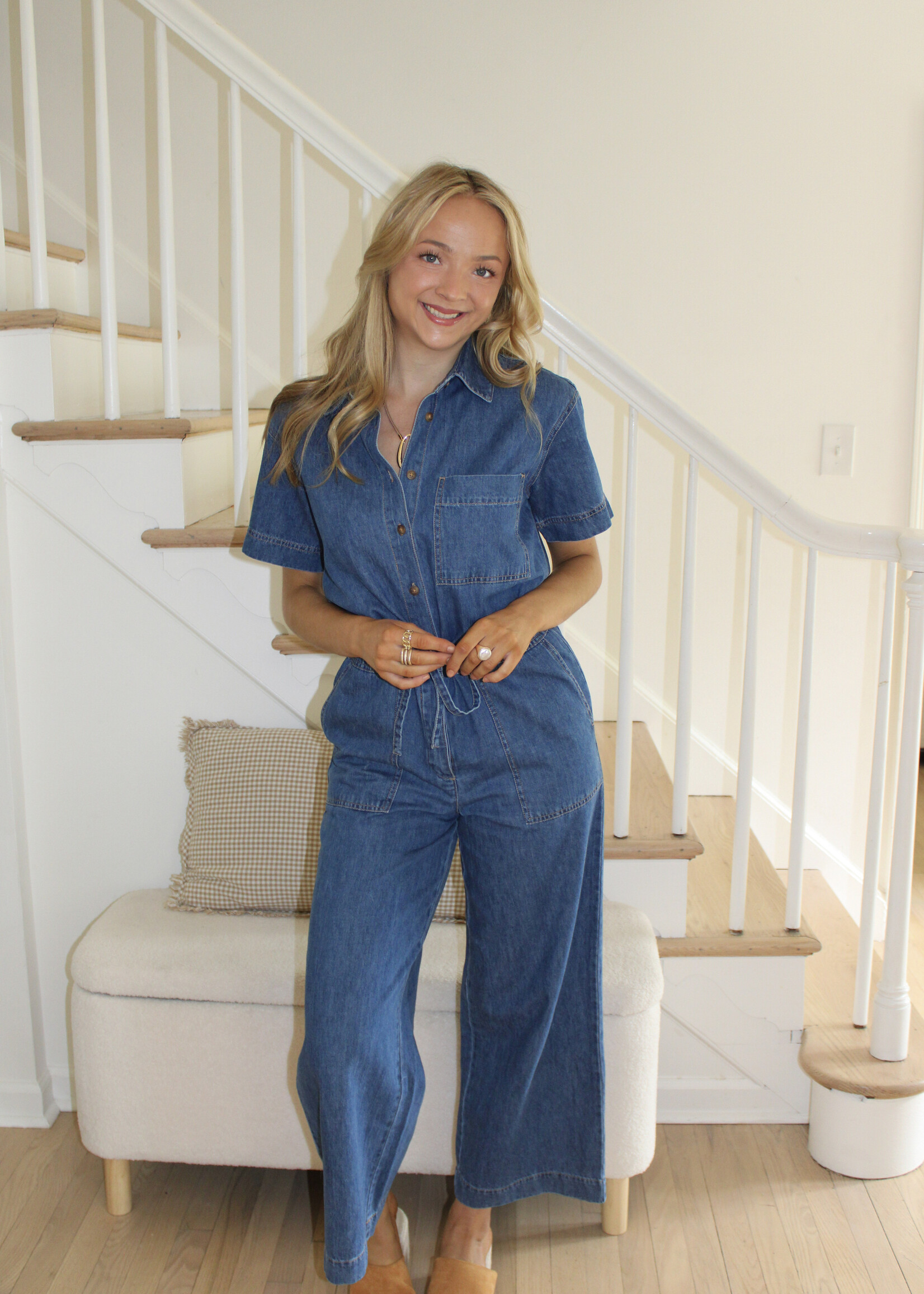 Z Supply Elsie Denim Jumpsuit Deep Water
