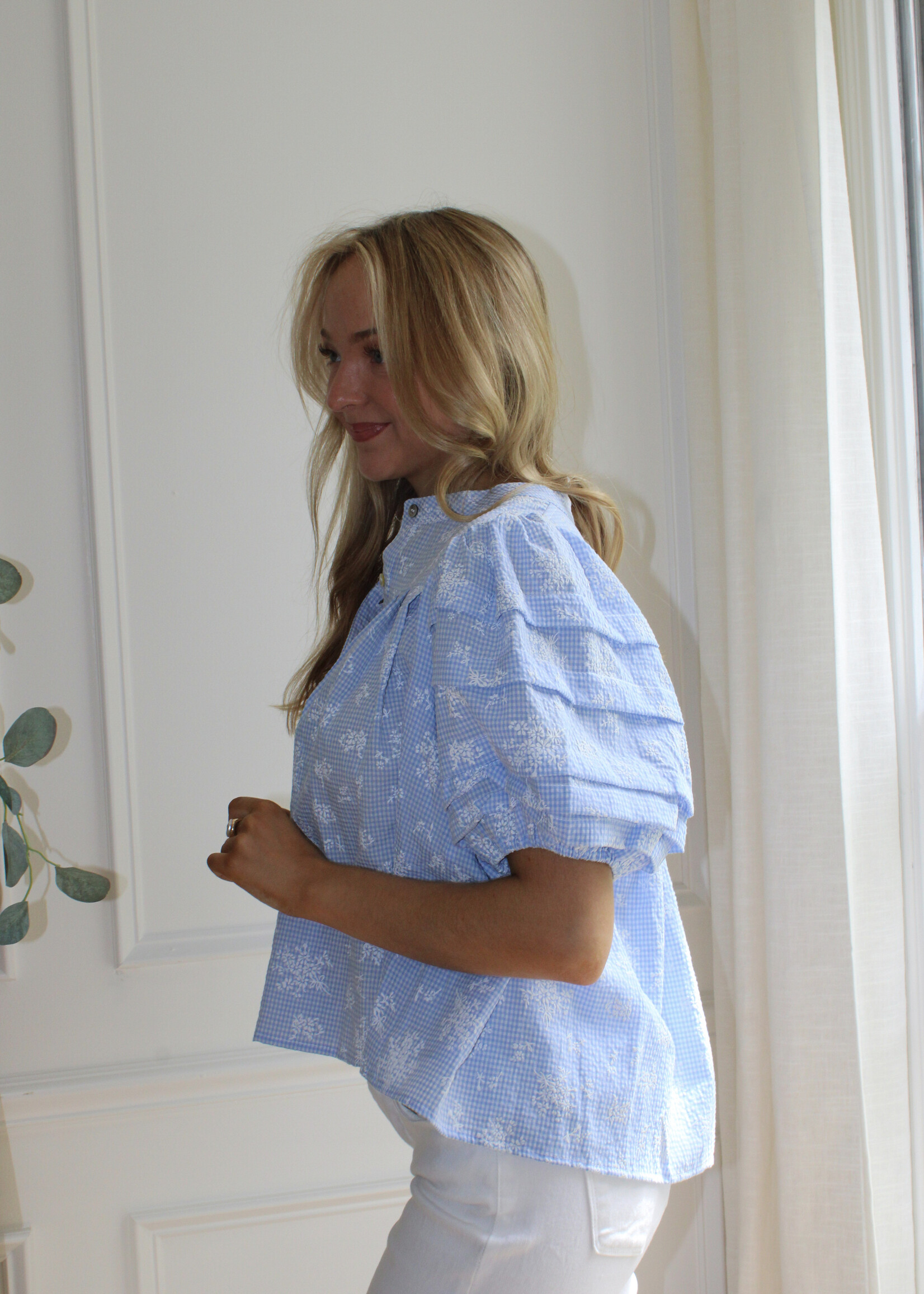 Adleigh Gingham Puff Sleeve Top