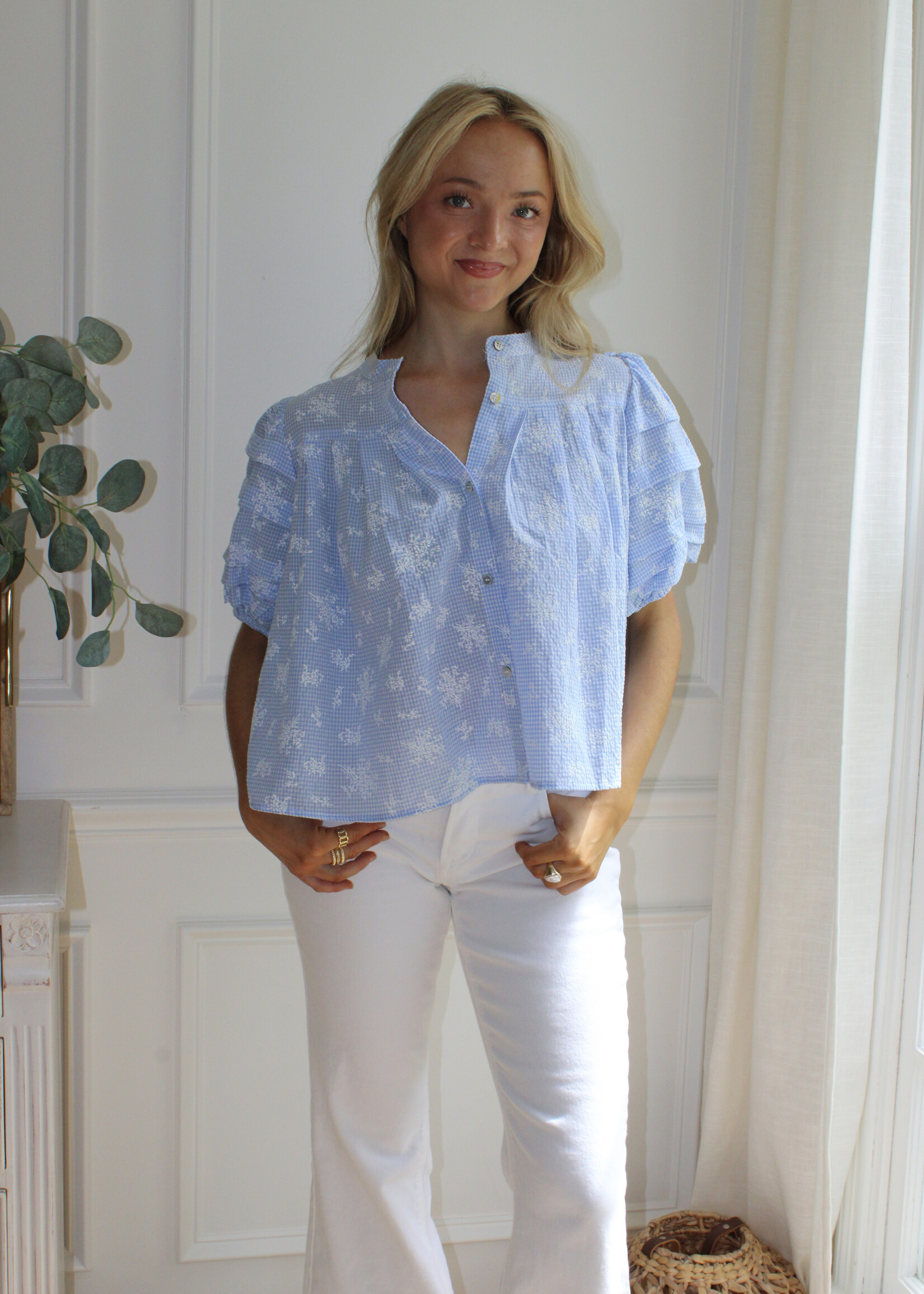 Adleigh Gingham Puff Sleeve Top
