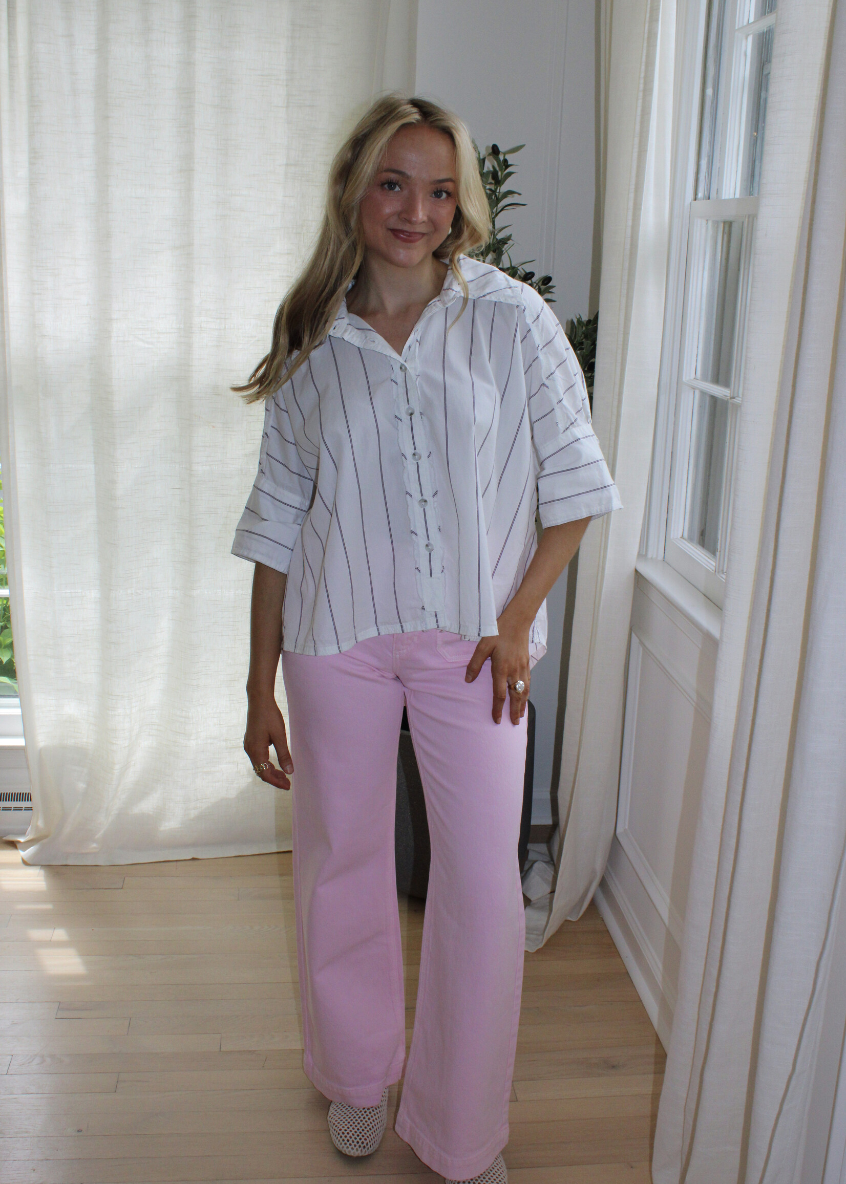 Lorrane Patch Pocket Wide Leg Jeans