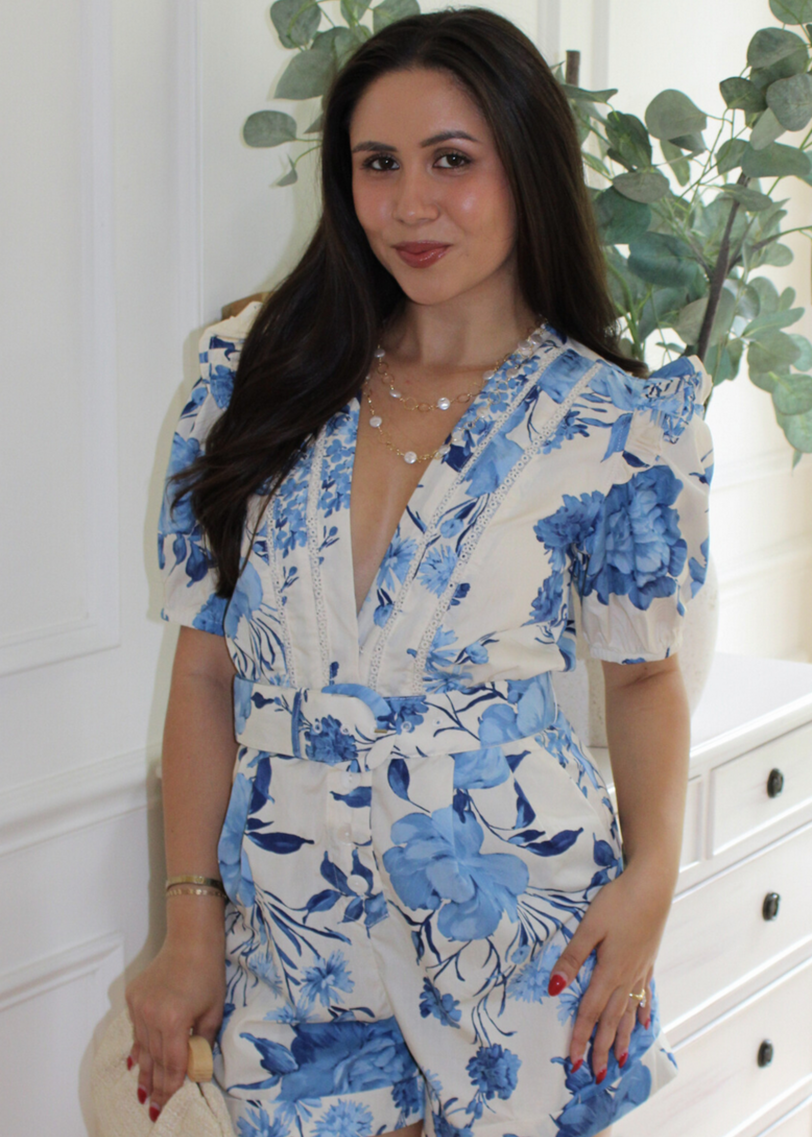 Ronnie Floral Belted Romper