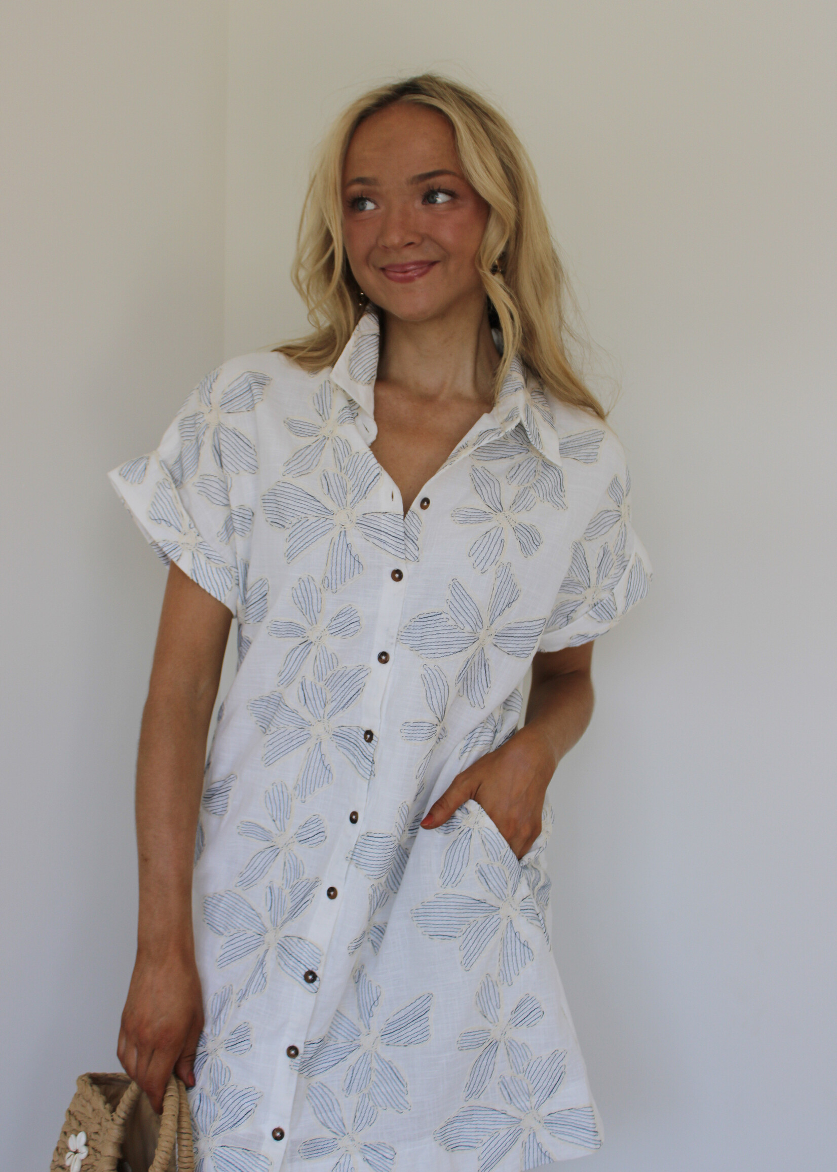 Maisie Embroidery Floral Shirt Dress