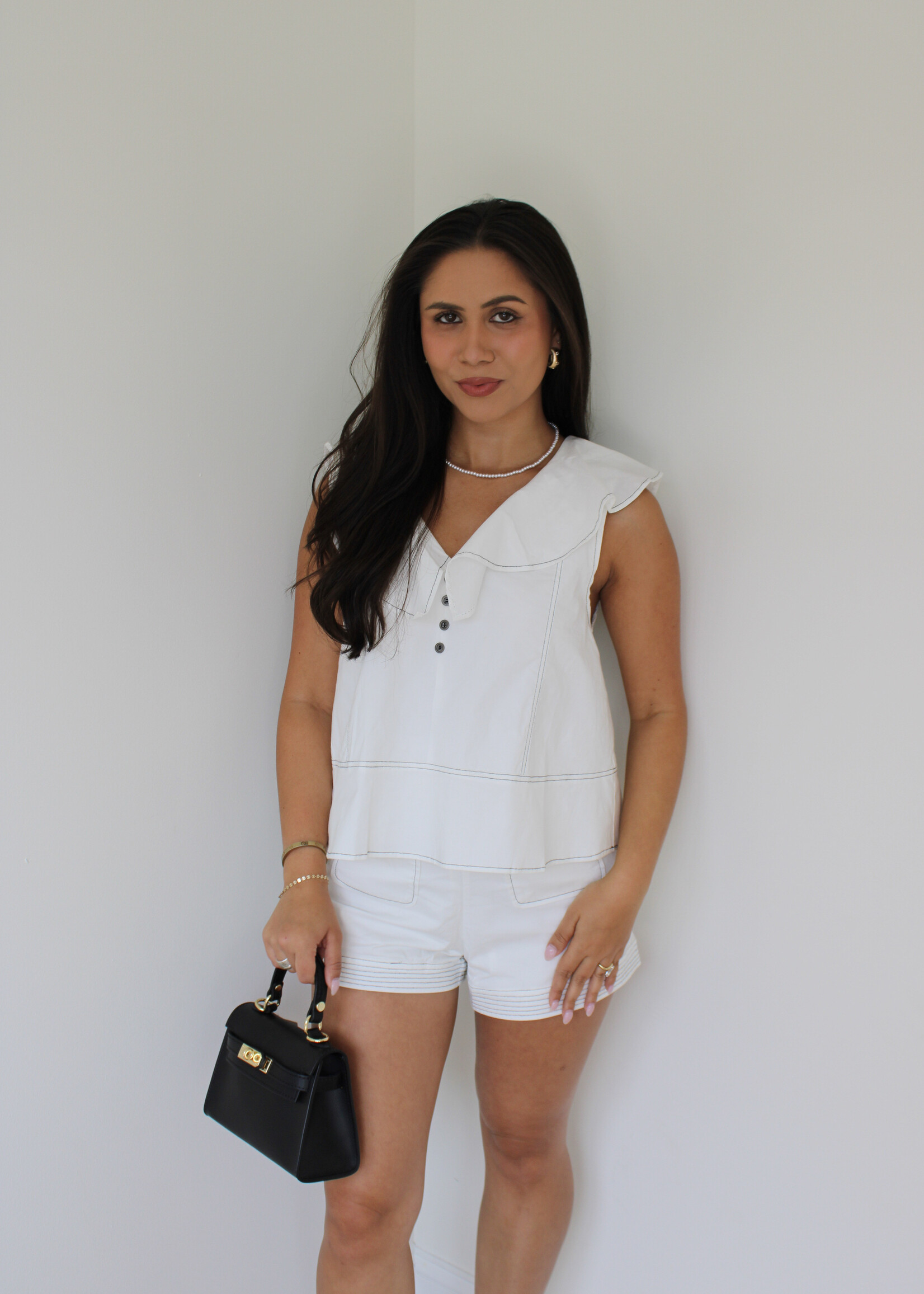Cattie Contrast Stitching Top