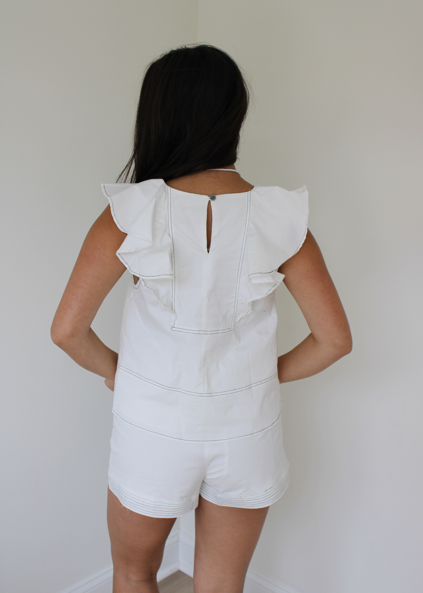 Cattie Contrast Stitching Top