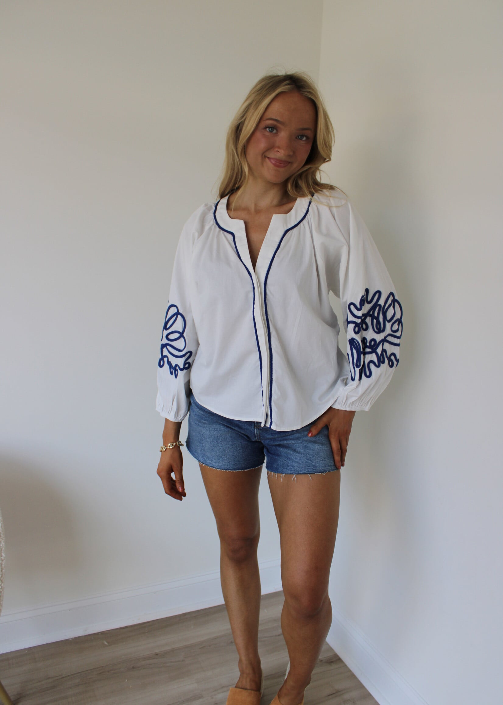 Jude Embroidered Sleeve Top