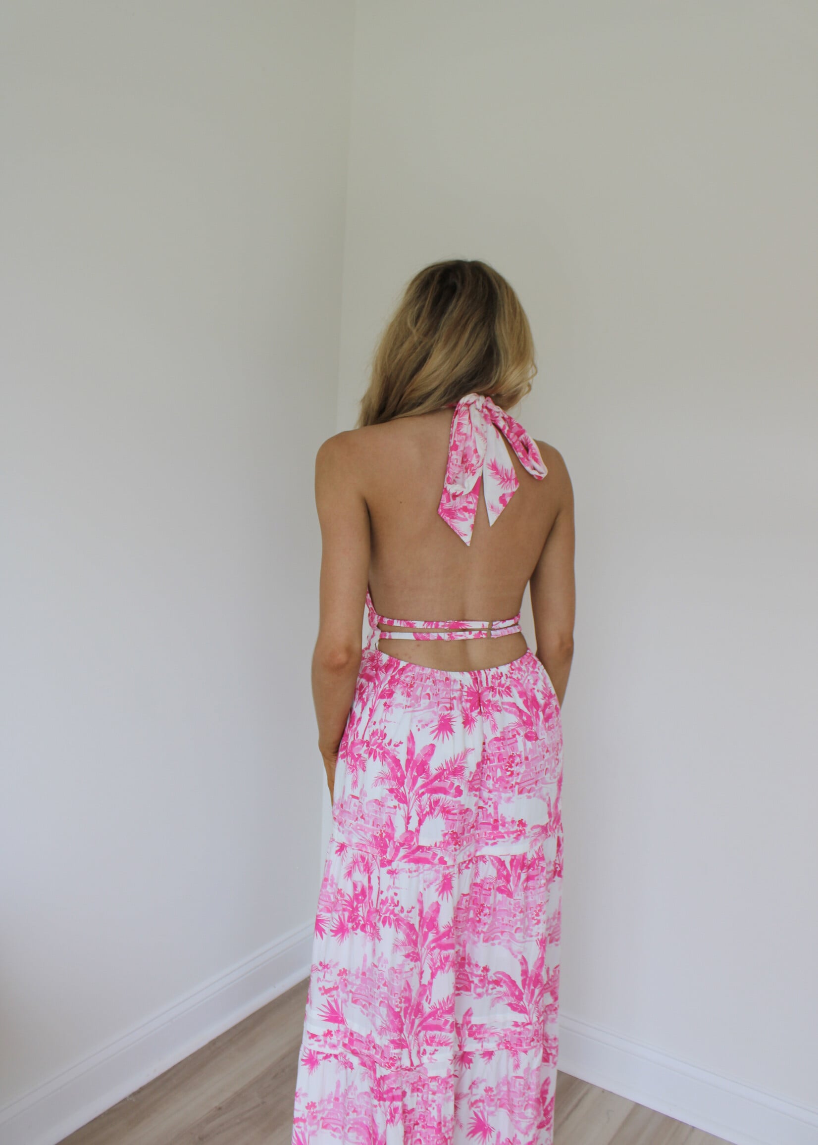 Rory Open Back Halter Maxi Dress