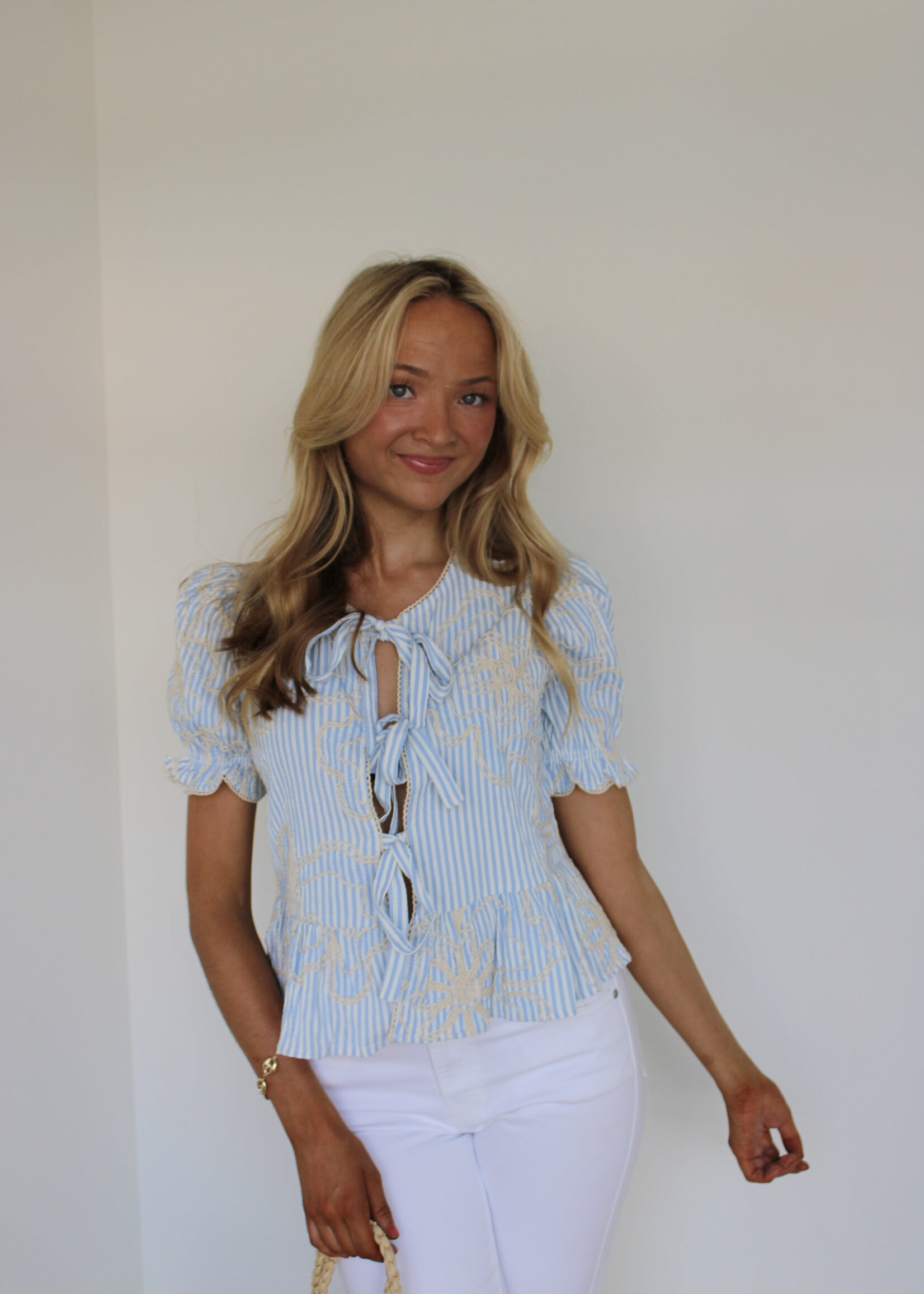 Doris Tie Front Stripe Blouse