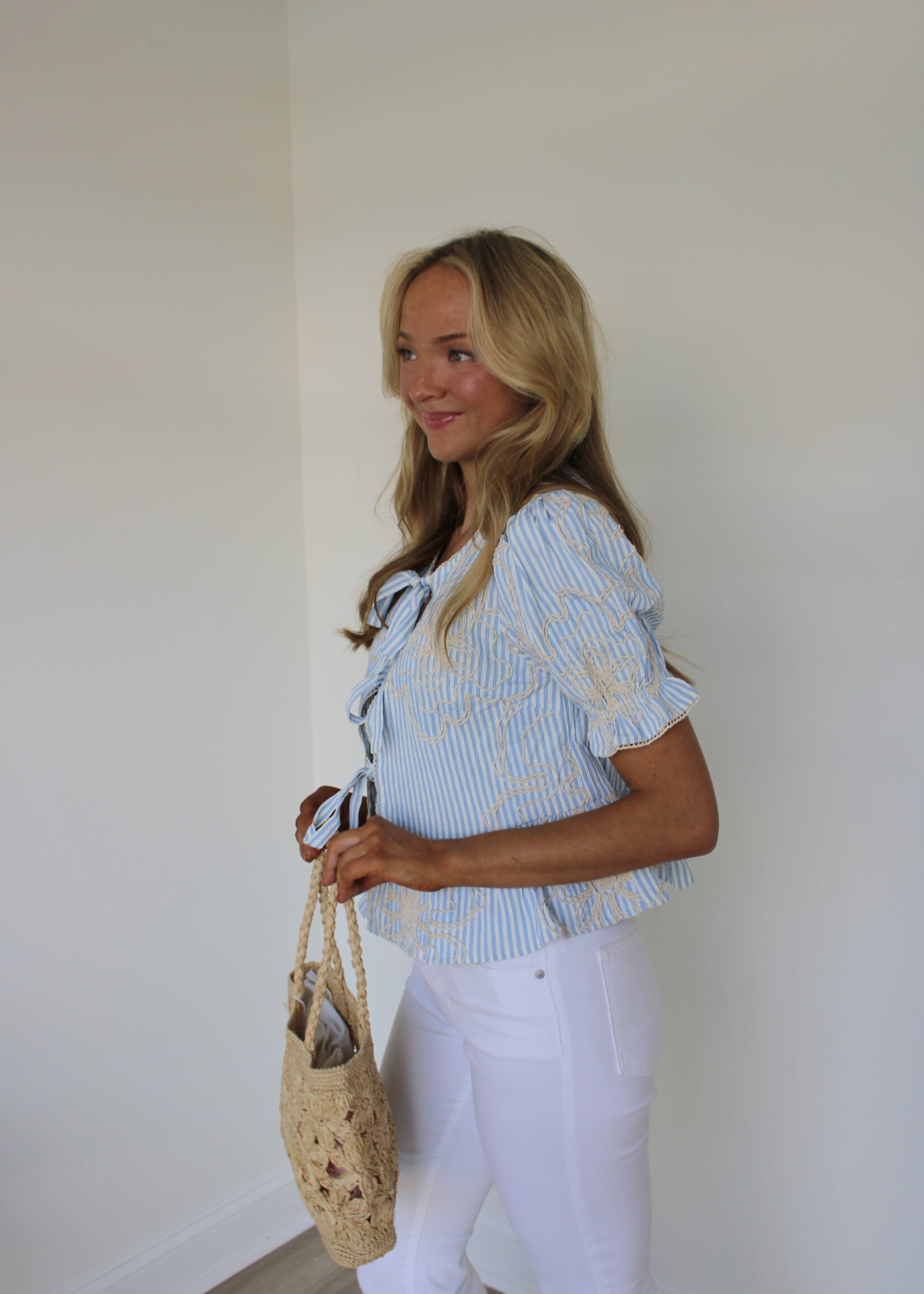 Doris Tie Front Stripe Blouse