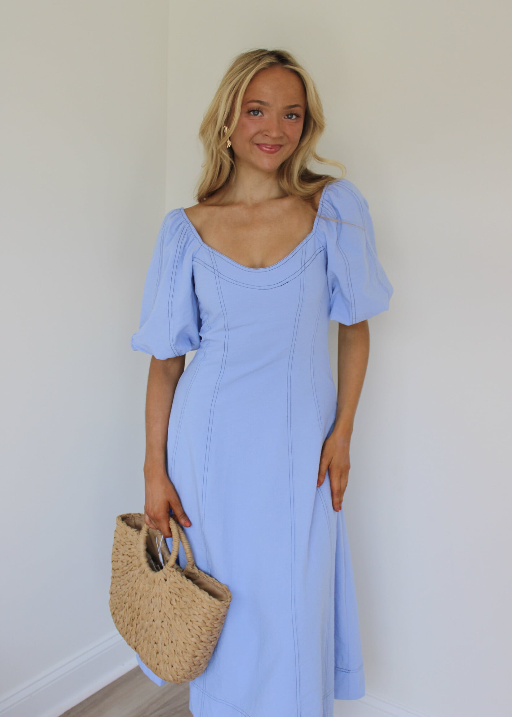 Tina Puff Sleeve Midi Dress