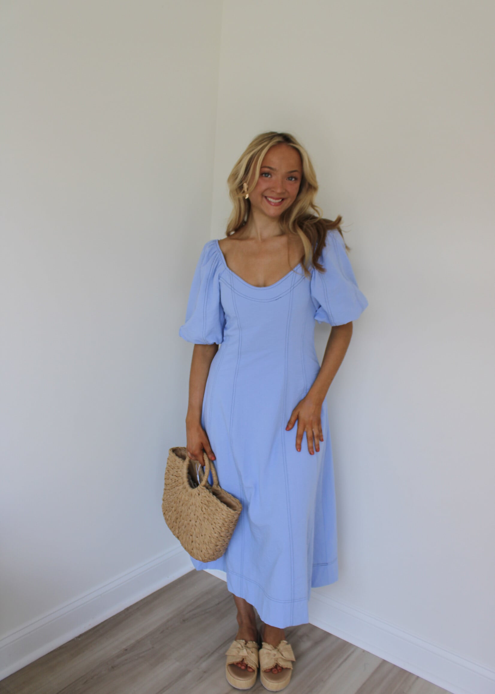 Tina Puff Sleeve Midi Dress