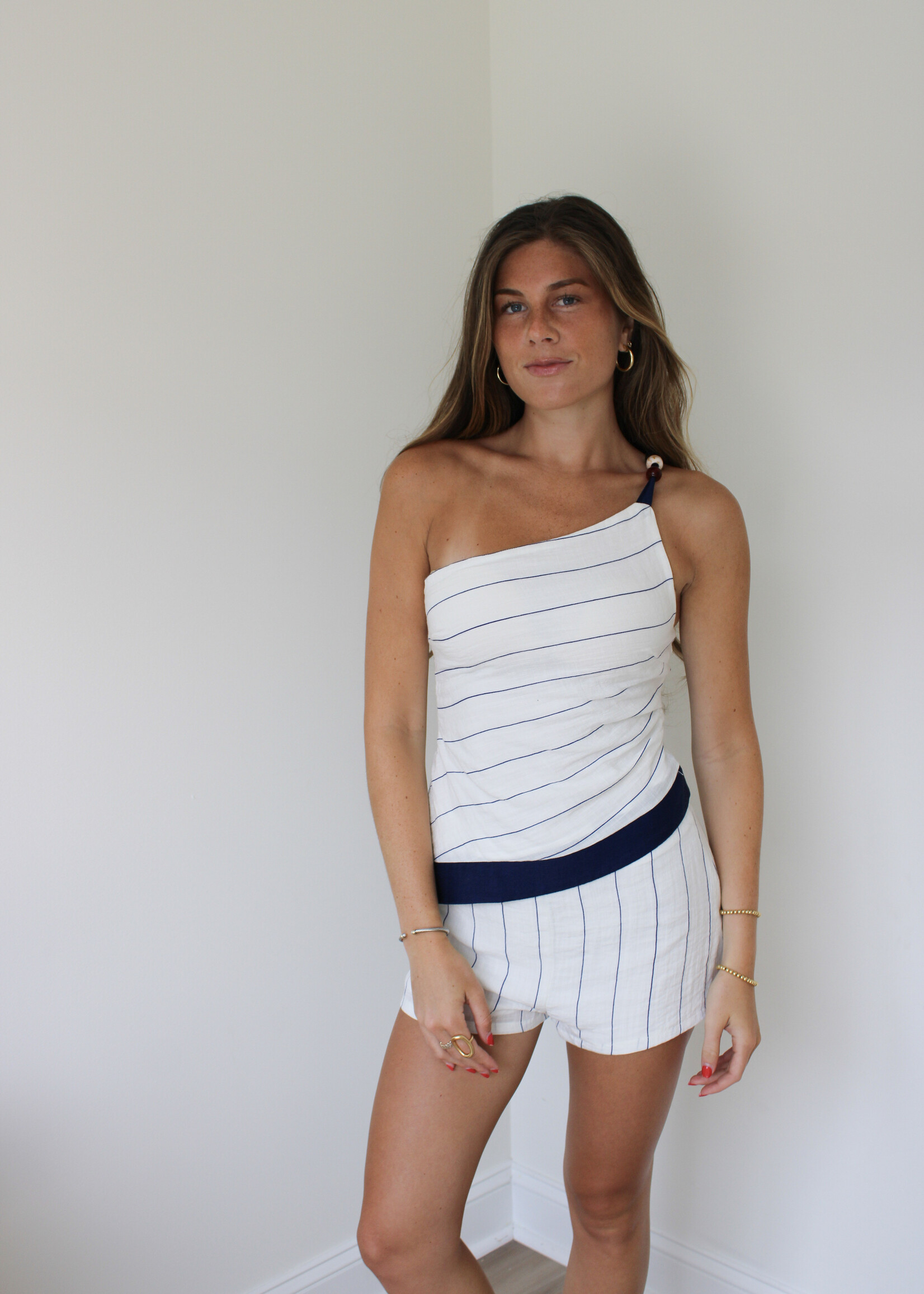 Peppa One Shoulder Striped Top