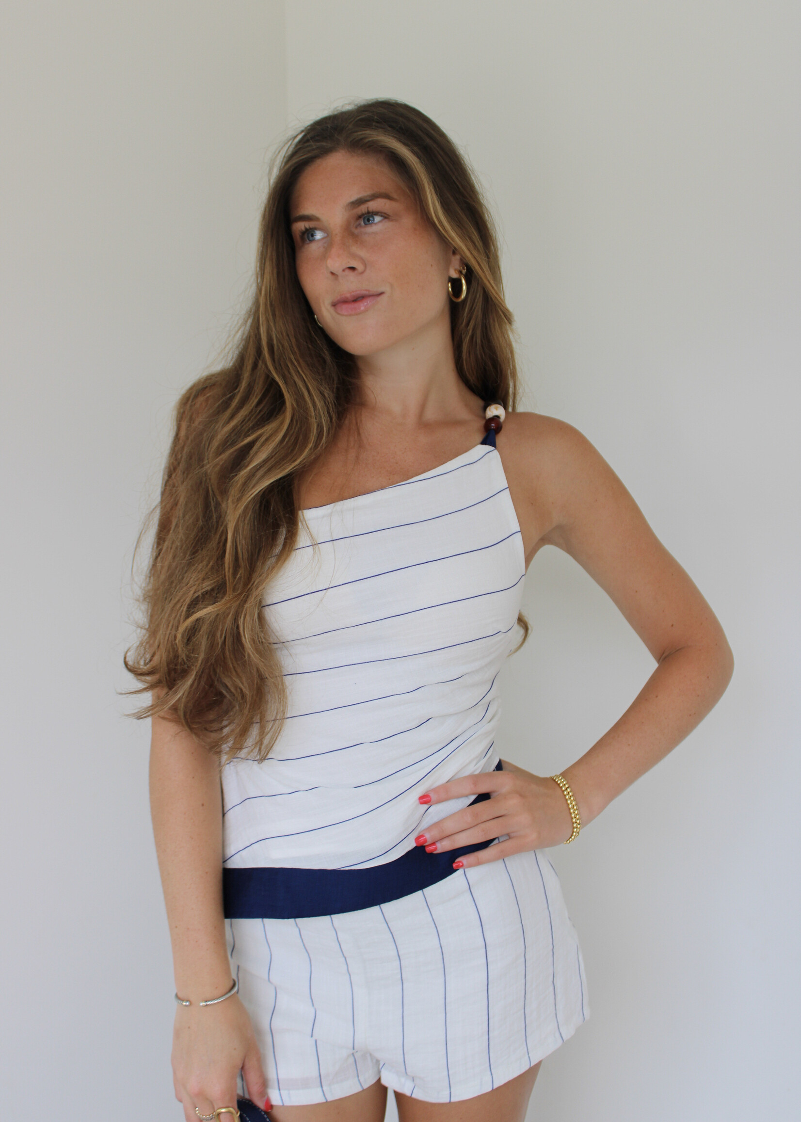 Peppa One Shoulder Striped Top