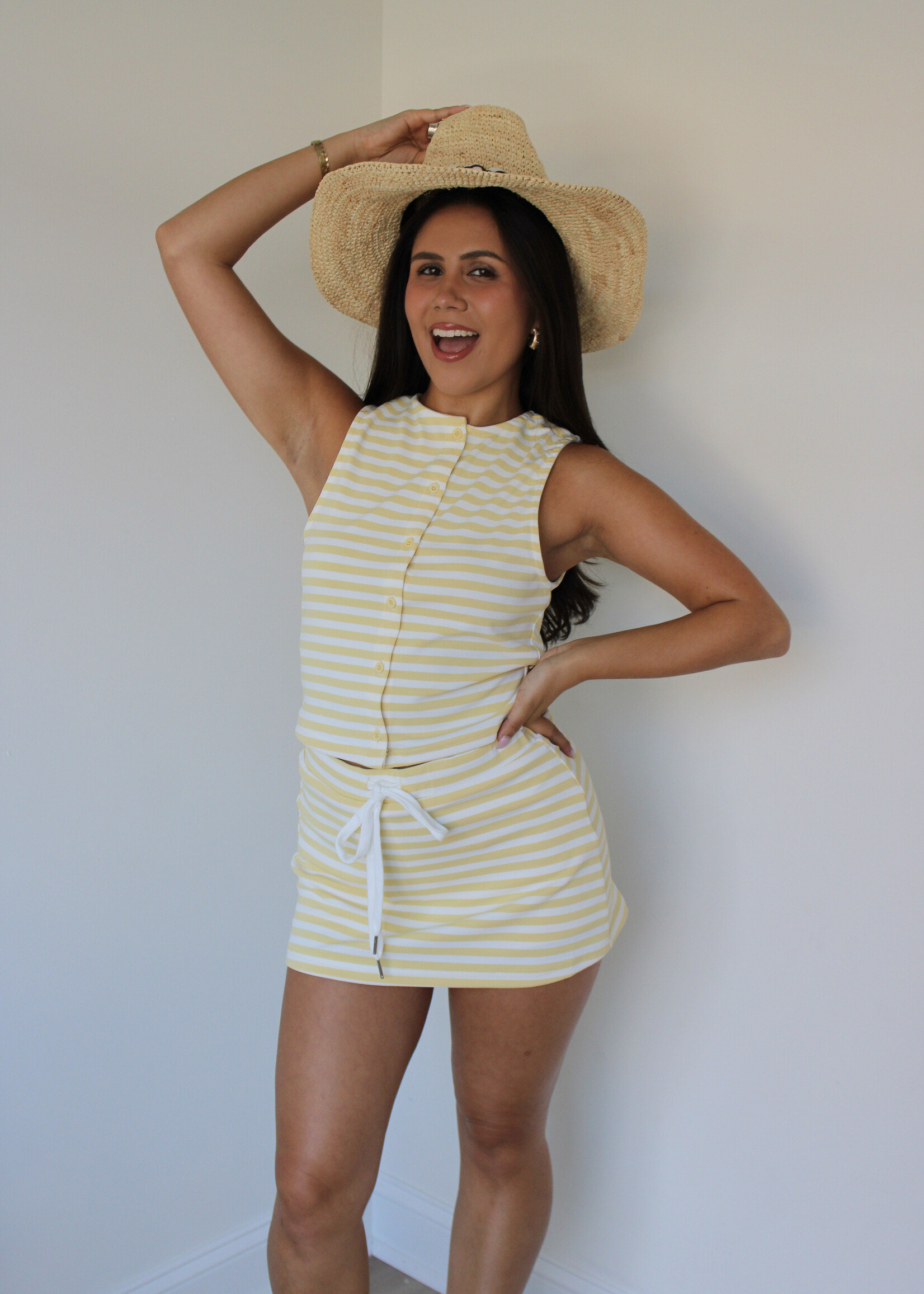 Logan High Neck Stripe Tank