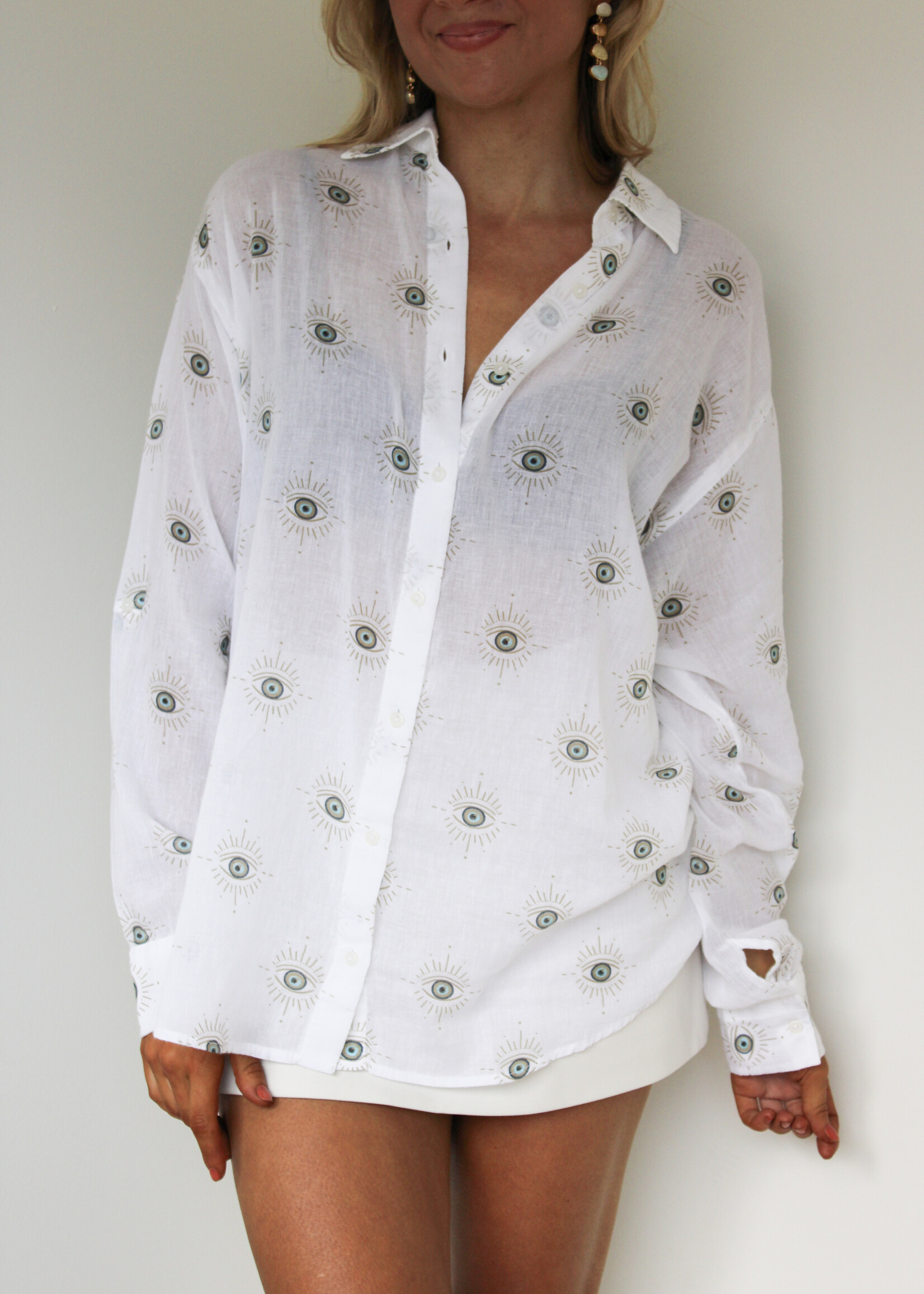 Layla Button Down Evil Eye Top