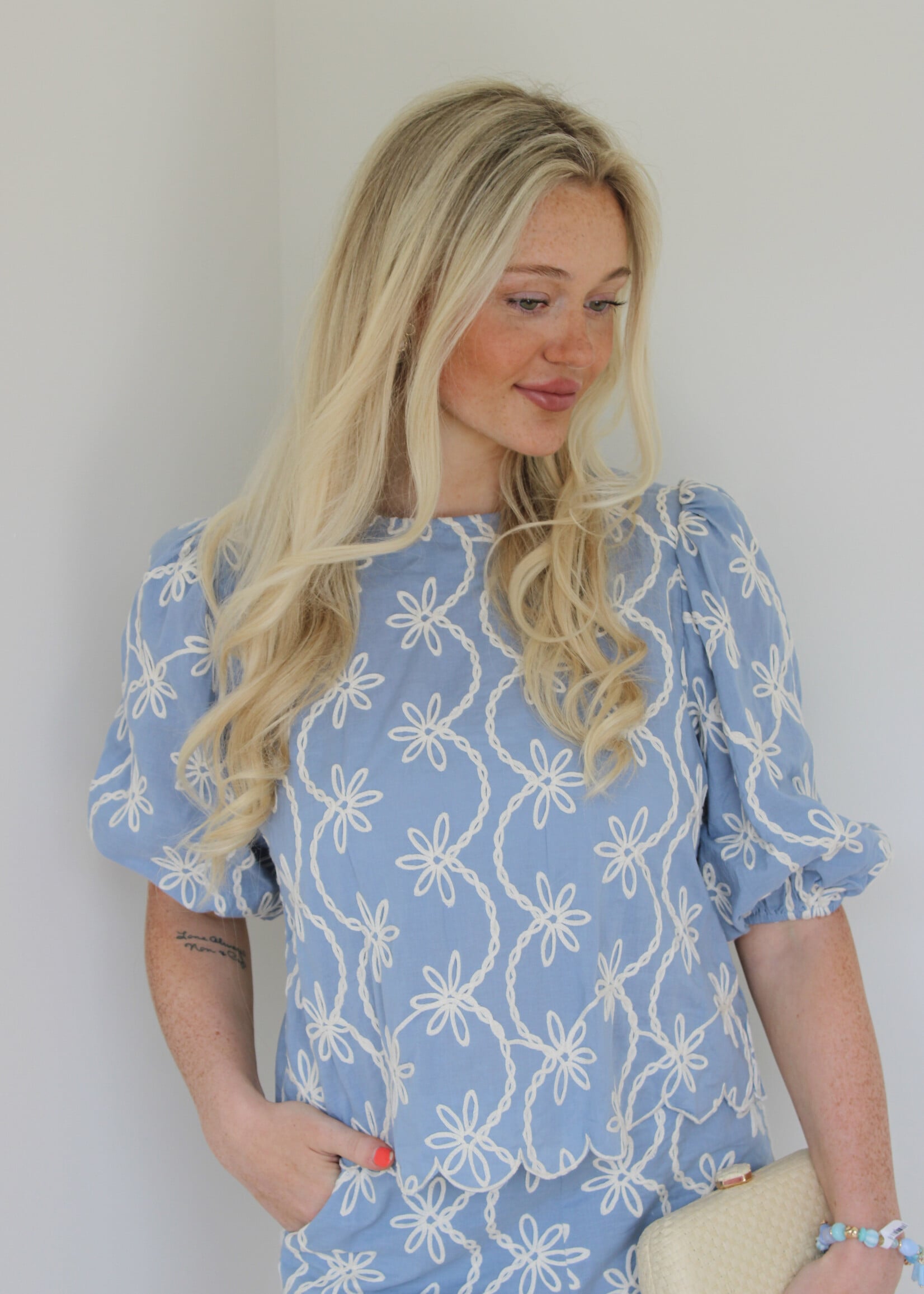 Renata Embroidered Puff Sleeve Top