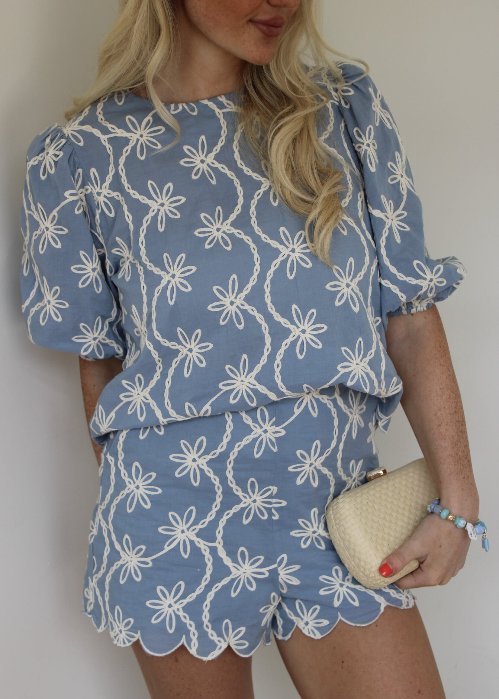 Renata Embroidered Puff Sleeve Top