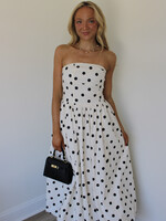 Cherie Strapless Dot Midi Dress