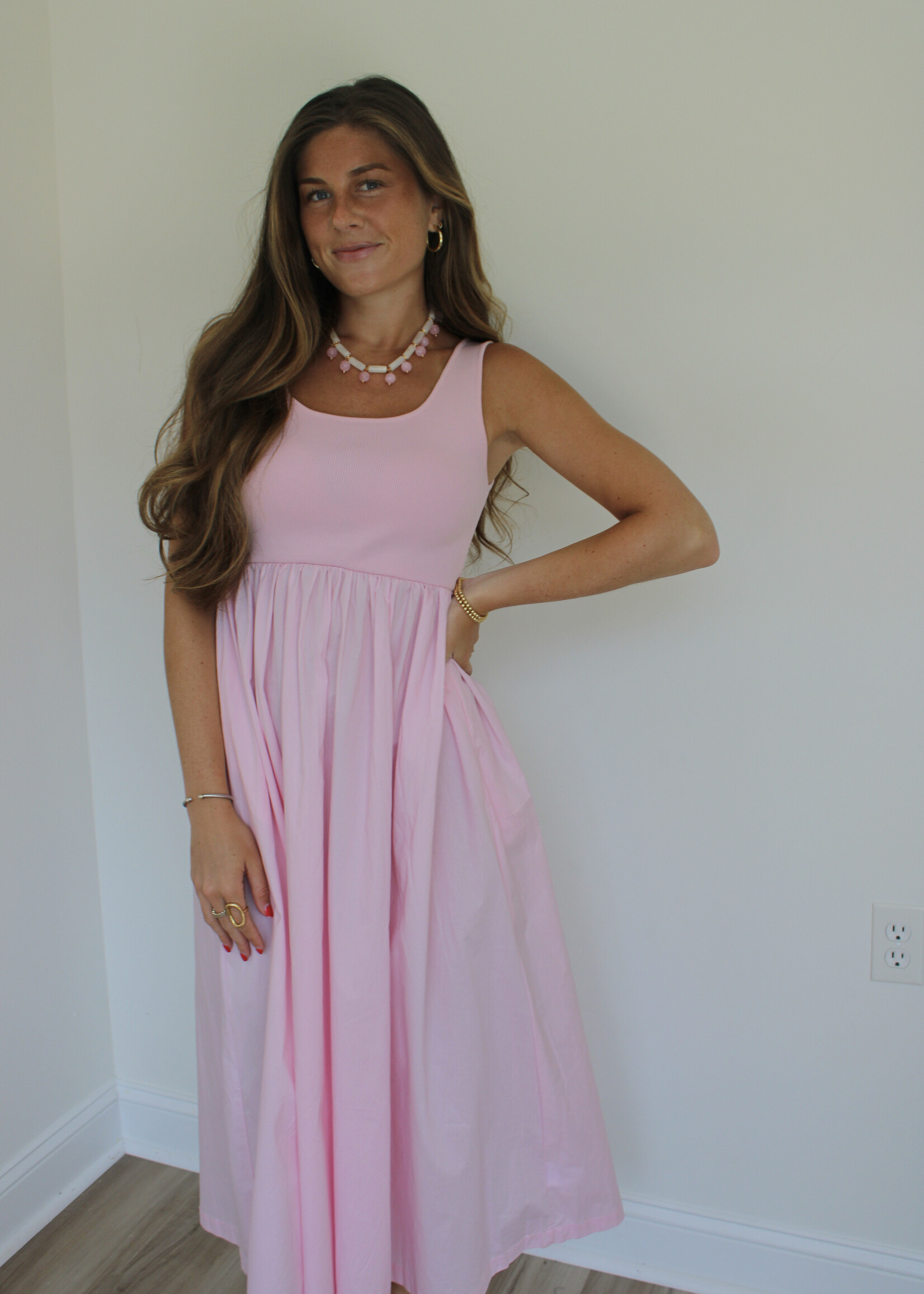 Crickett Combination Sleeveless Midi Dress