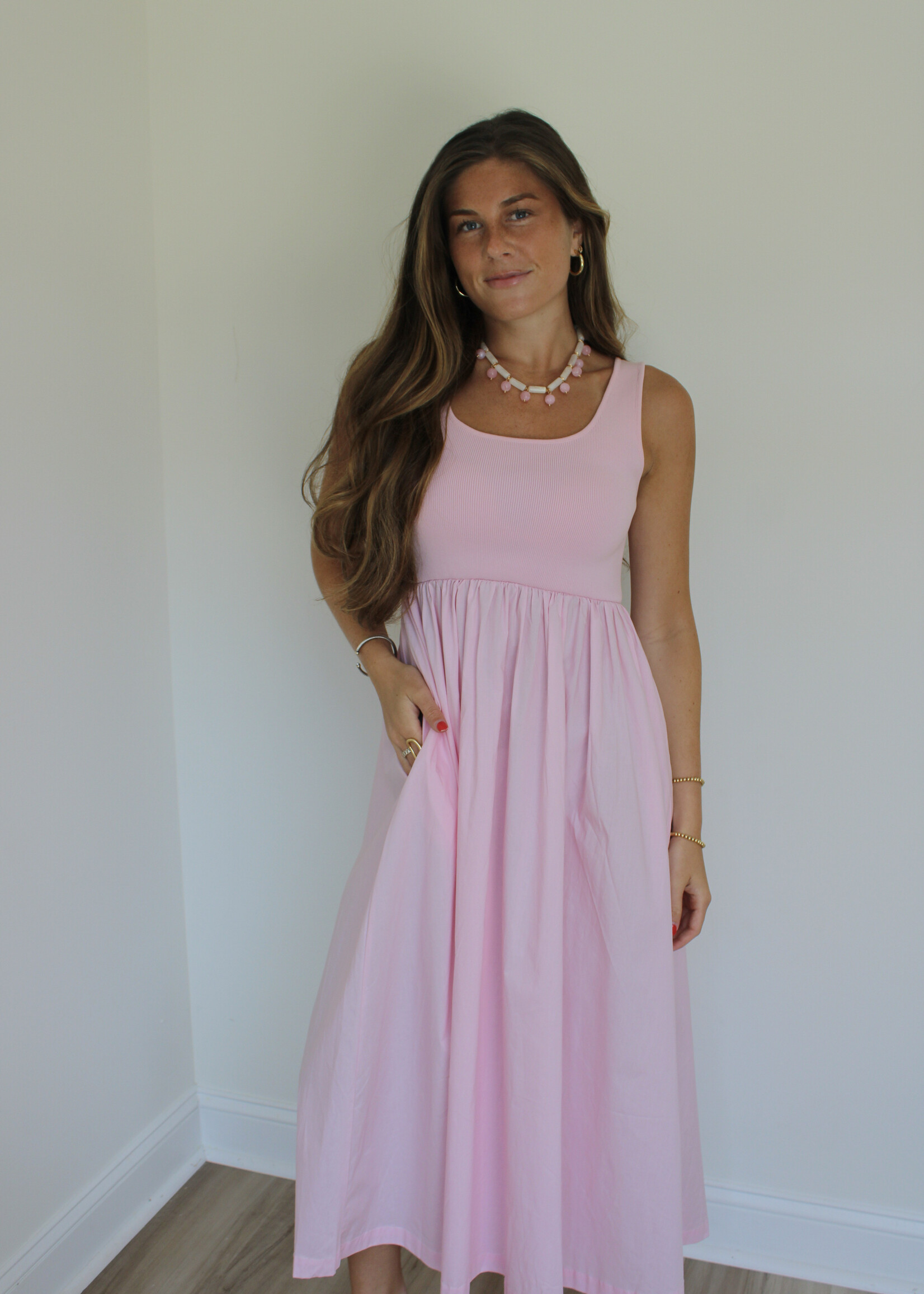 Crickett Combination Sleeveless Midi Dress