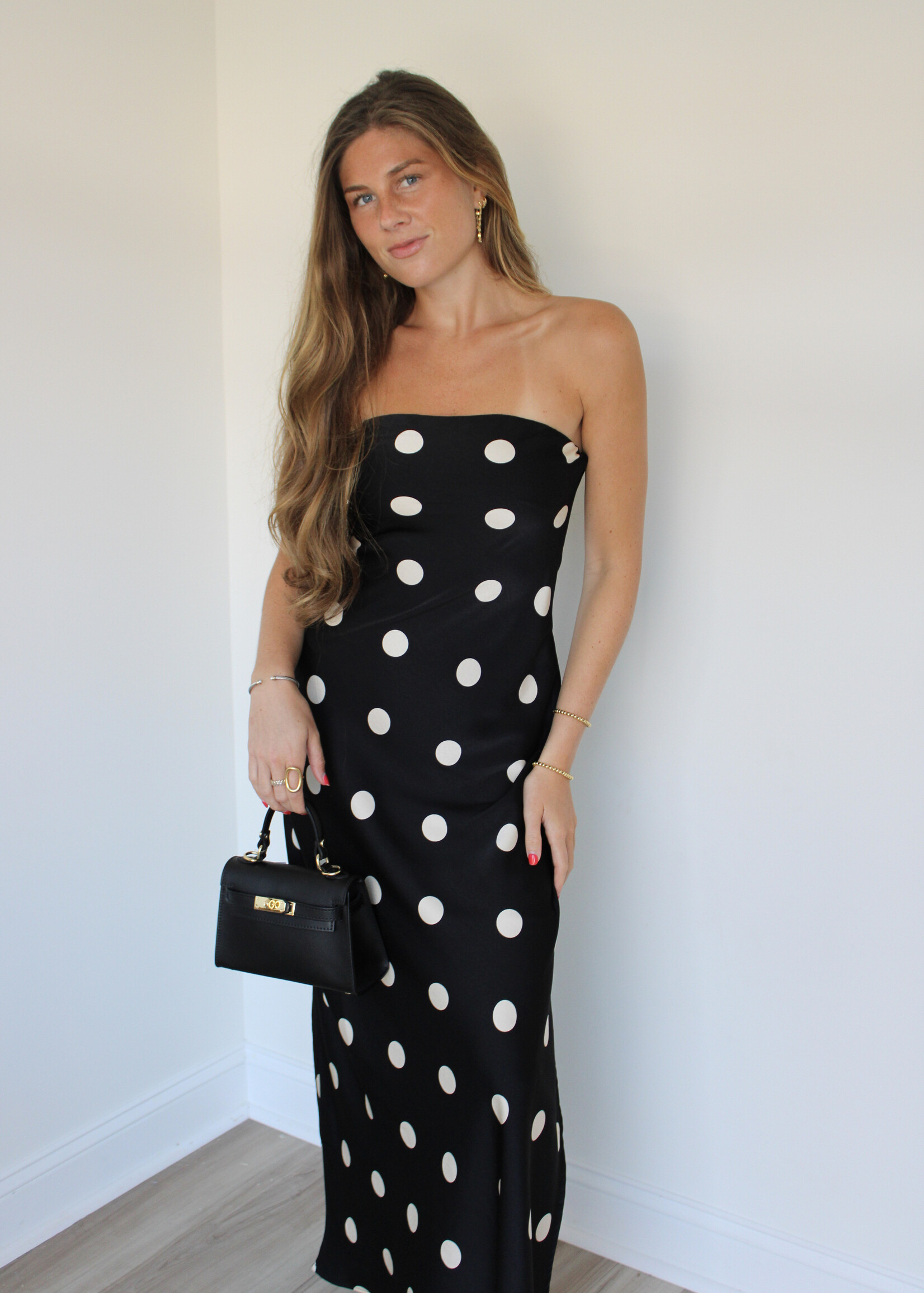 Sophie Strapless Polka Dot Dress