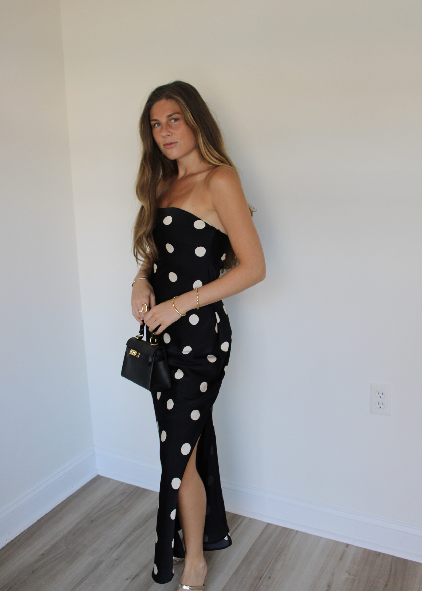 Sophie Strapless Polka Dot Dress
